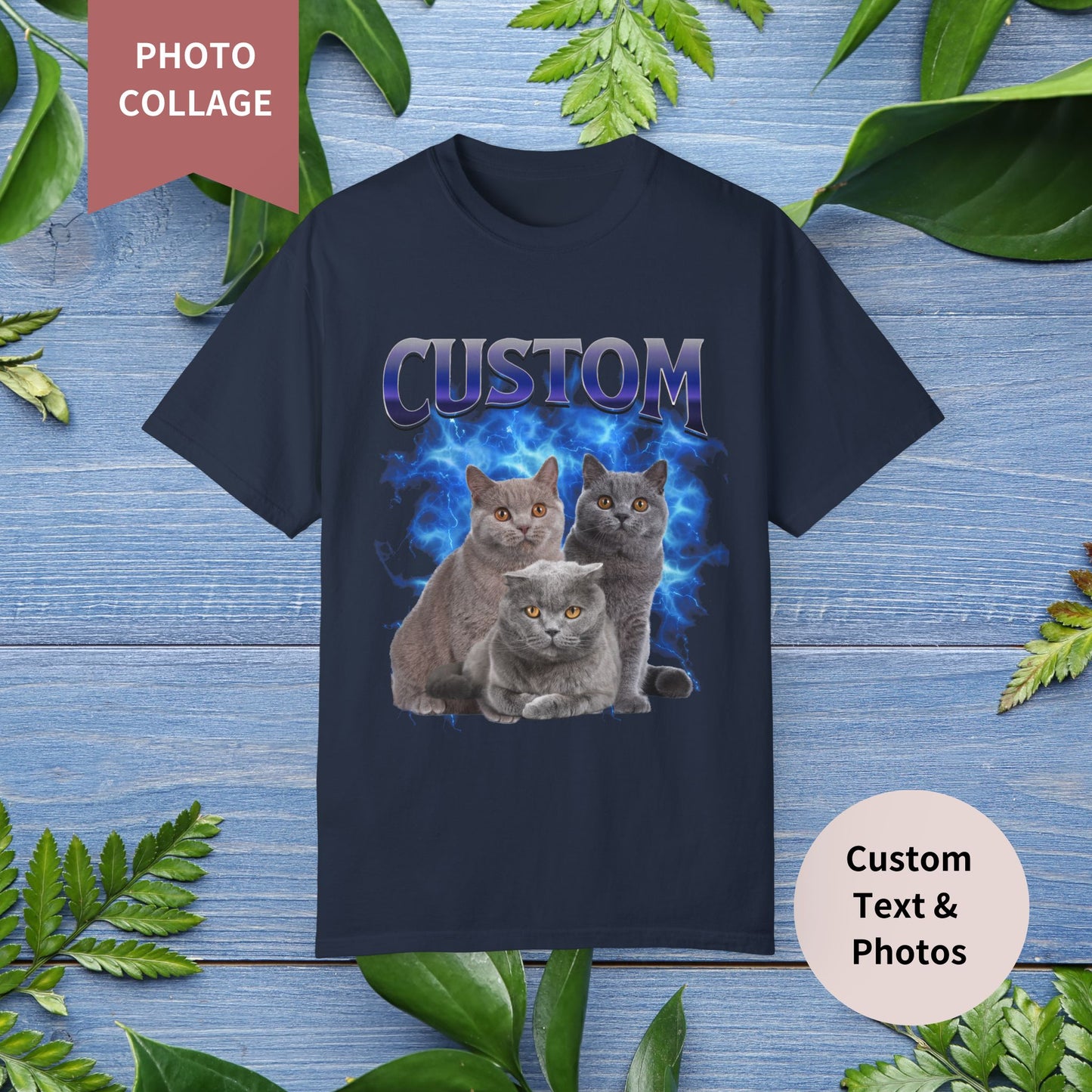 Photo Collage T-Shirt - Custom Pet Photo, Comfort Color Unisex T-shirt - furevermama