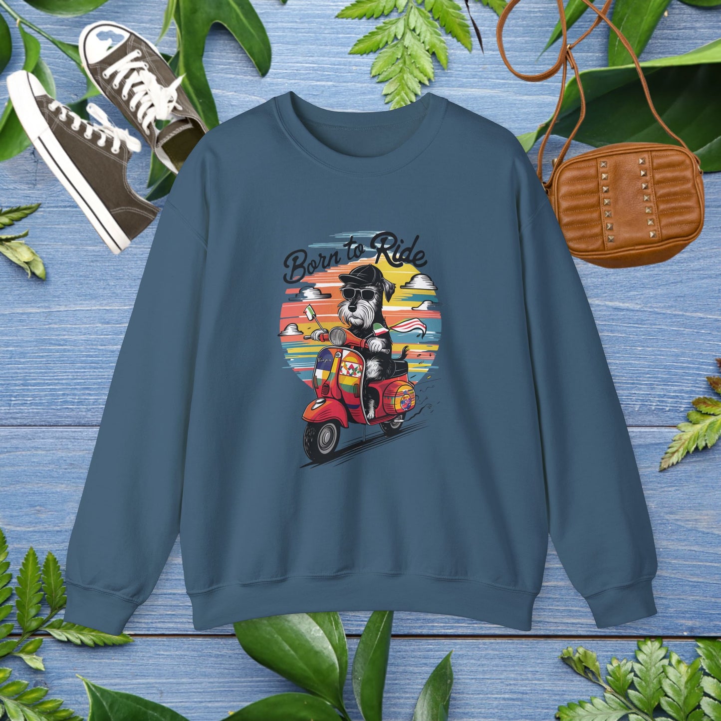 Sweatshirt Dog Born to Ride Unisex Heavy Blend Crewneck - furevermama