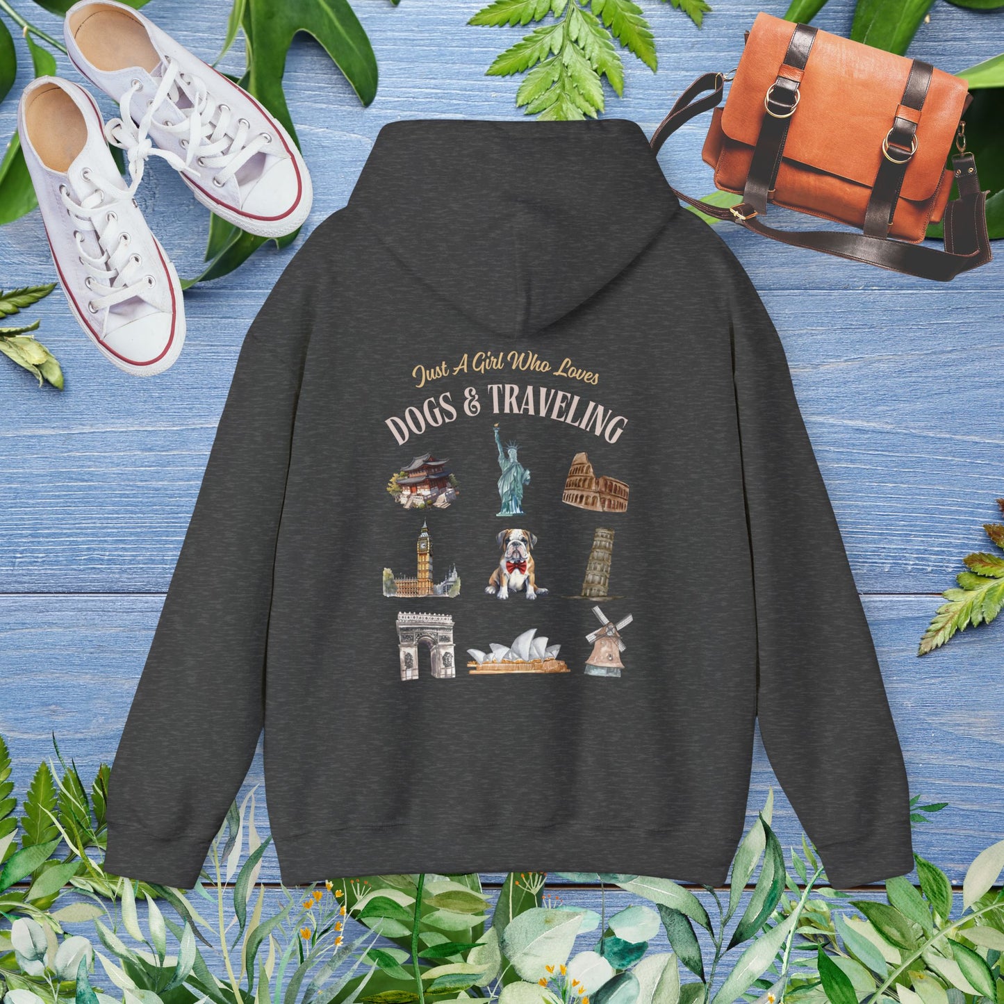 (Custom) Just A Girl Who Loves Dogs and Traveling Unisex Hoodie - Custom Text, Front or Back Print, Dogs or Cats - furevermama