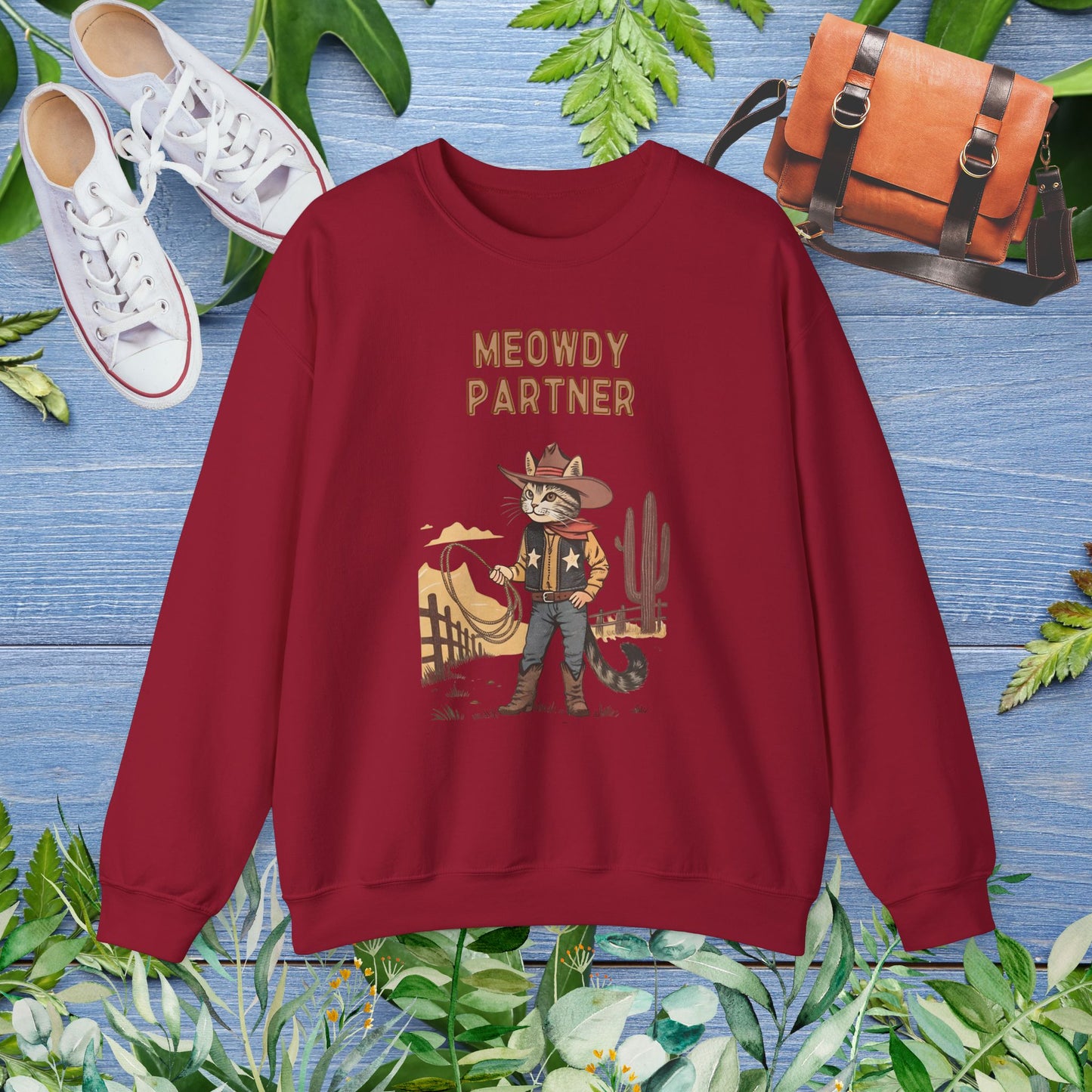 The Meowdy Partner Cat Graphic Crewneck Sweatshirt - furevermama