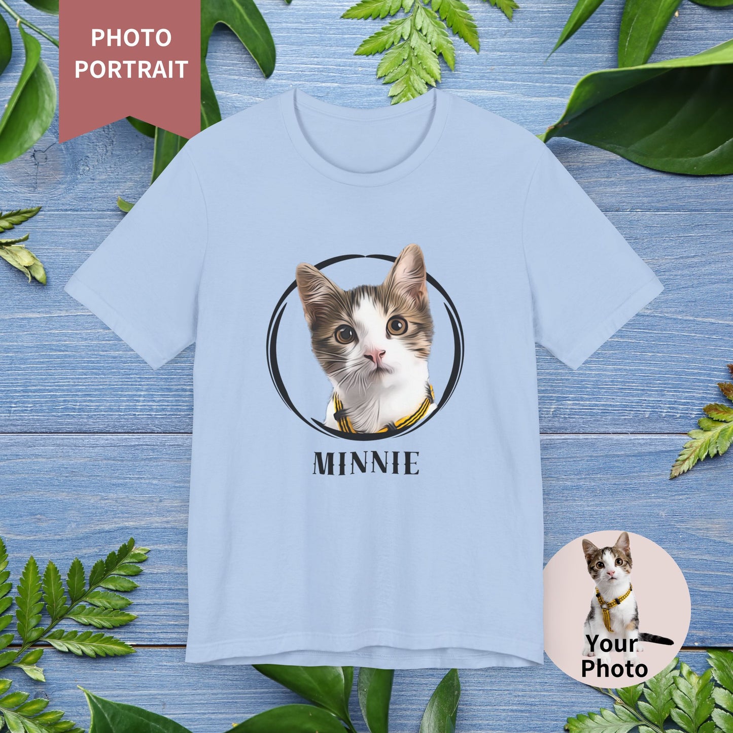Custom Pet Portrait, Circle Frame Unisex T-Shirt - furevermama