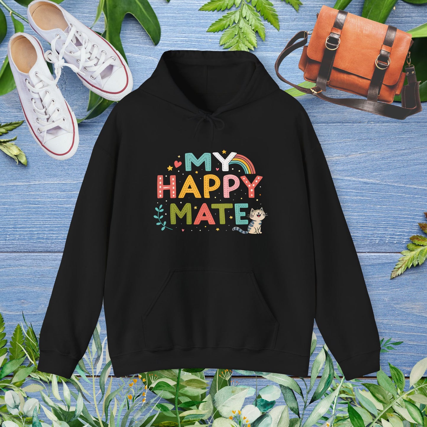 My Happy Mate Cat Graphic Hoodie - furevermama
