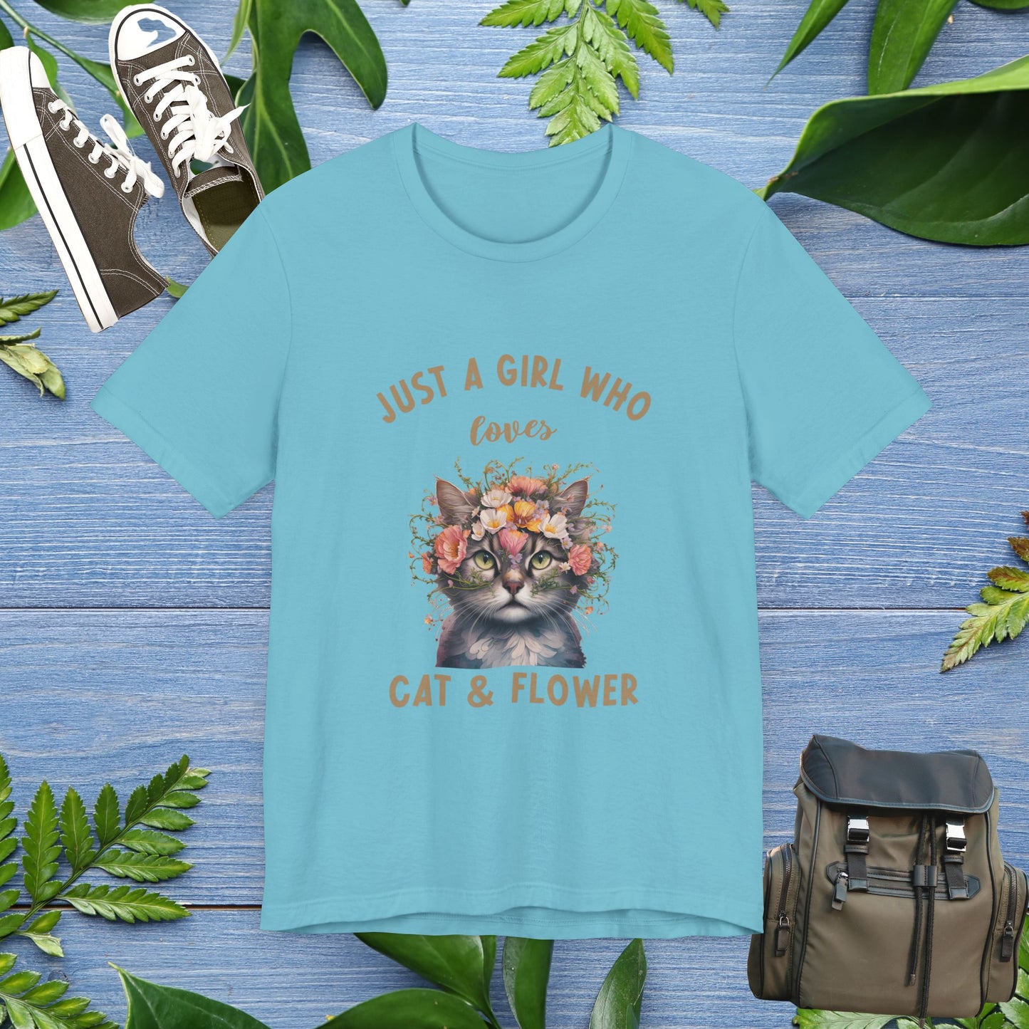 Just A Girl Loves Cat and Flower T-Shirt - furevermama