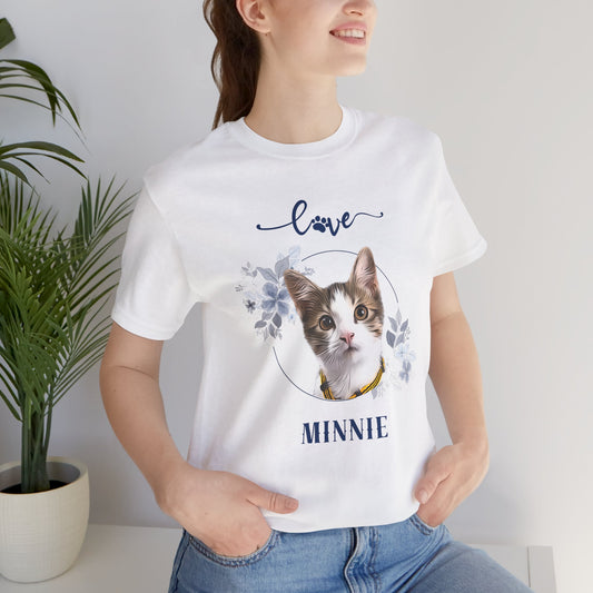 Custom Pet Portrait, Flower Circle Frame T-Shirt - furevermama
