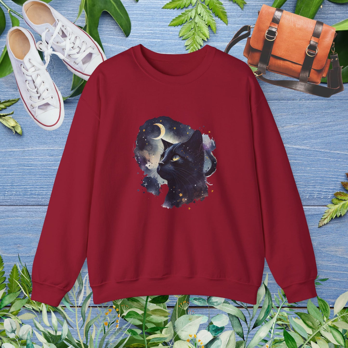 Moon Night Cat Crewneck Sweatshirt - furevermama