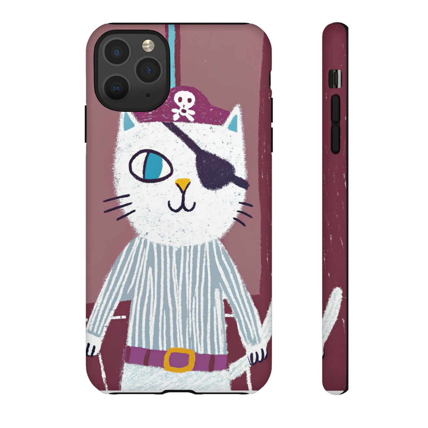Phone Cases - Hand-Drawn Pirate Cat Design for Cat Lovers