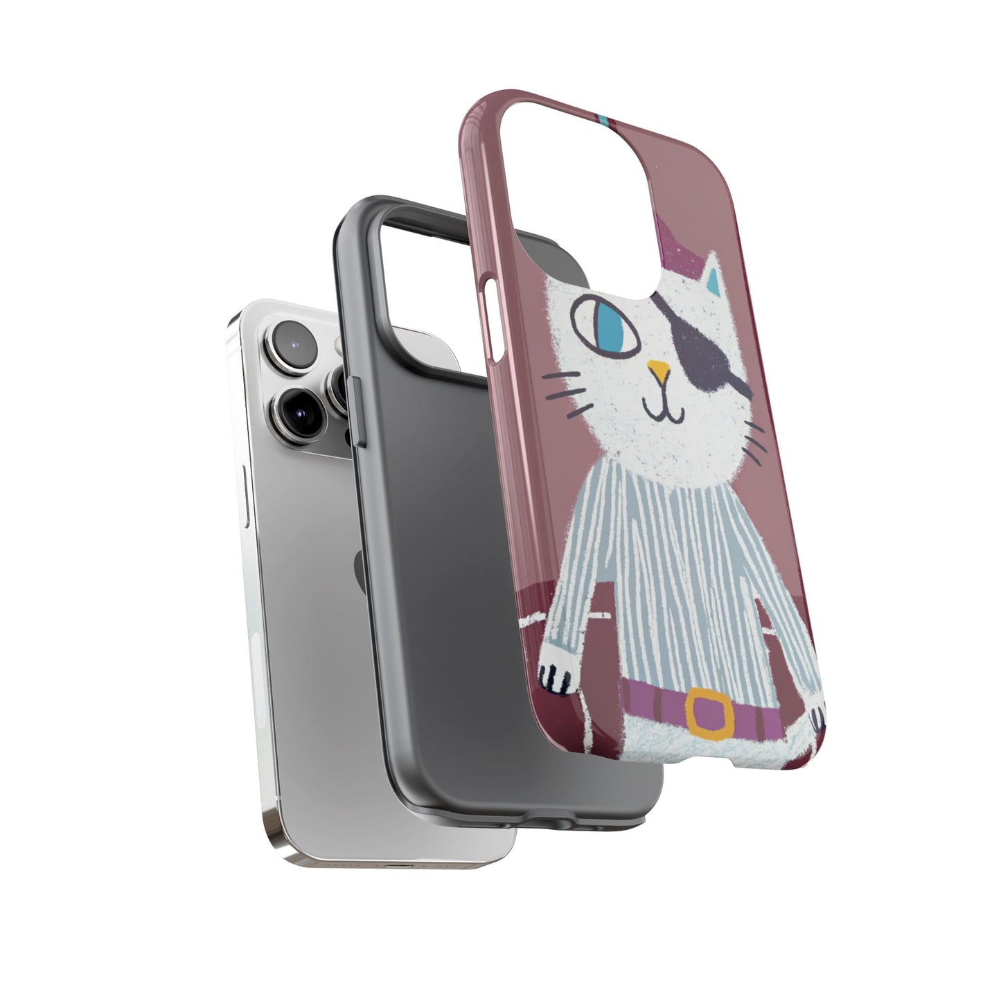Phone Cases - Hand-Drawn Pirate Cat Design for Cat Lovers