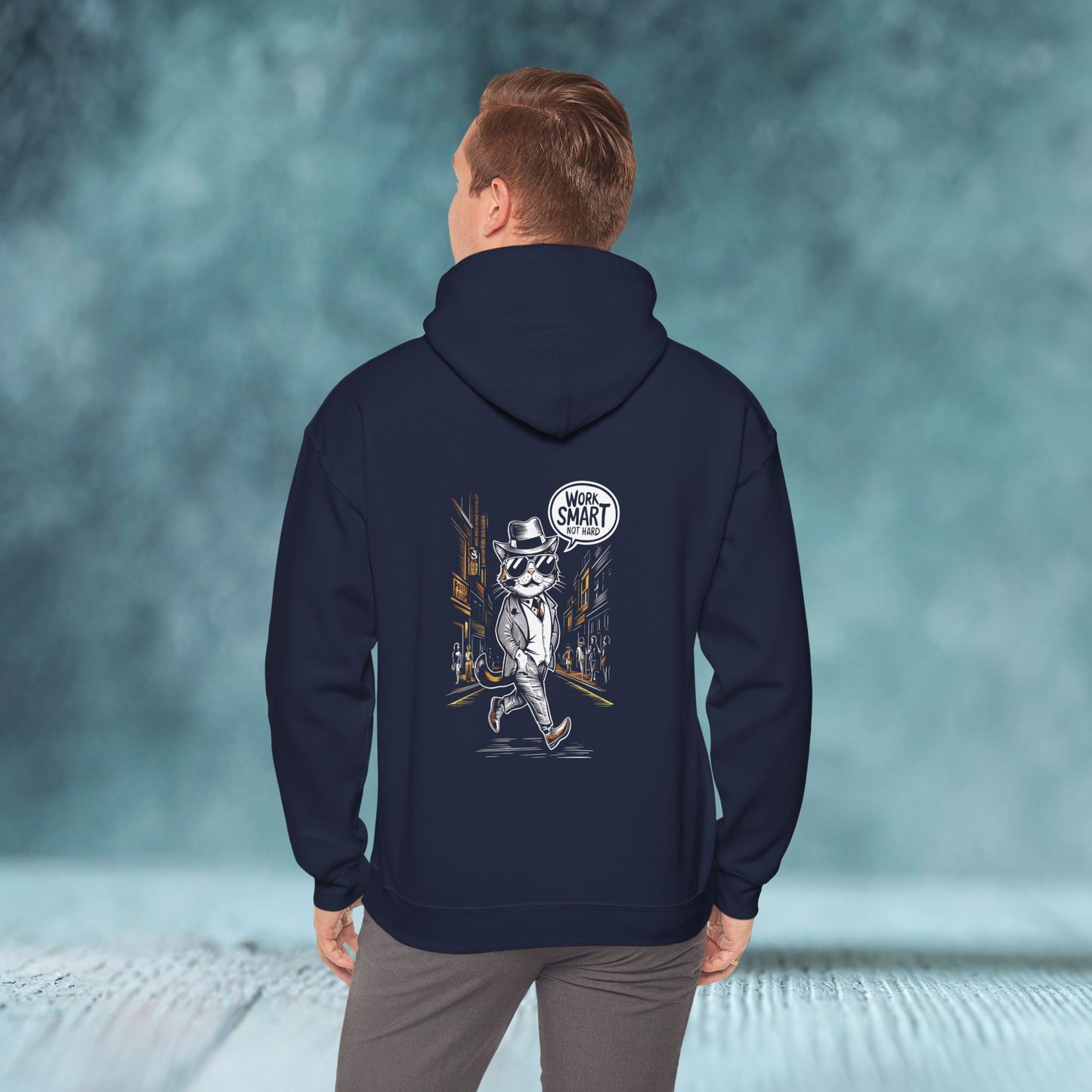 Cat Work Smart Hoodie (Back Print) - furevermama