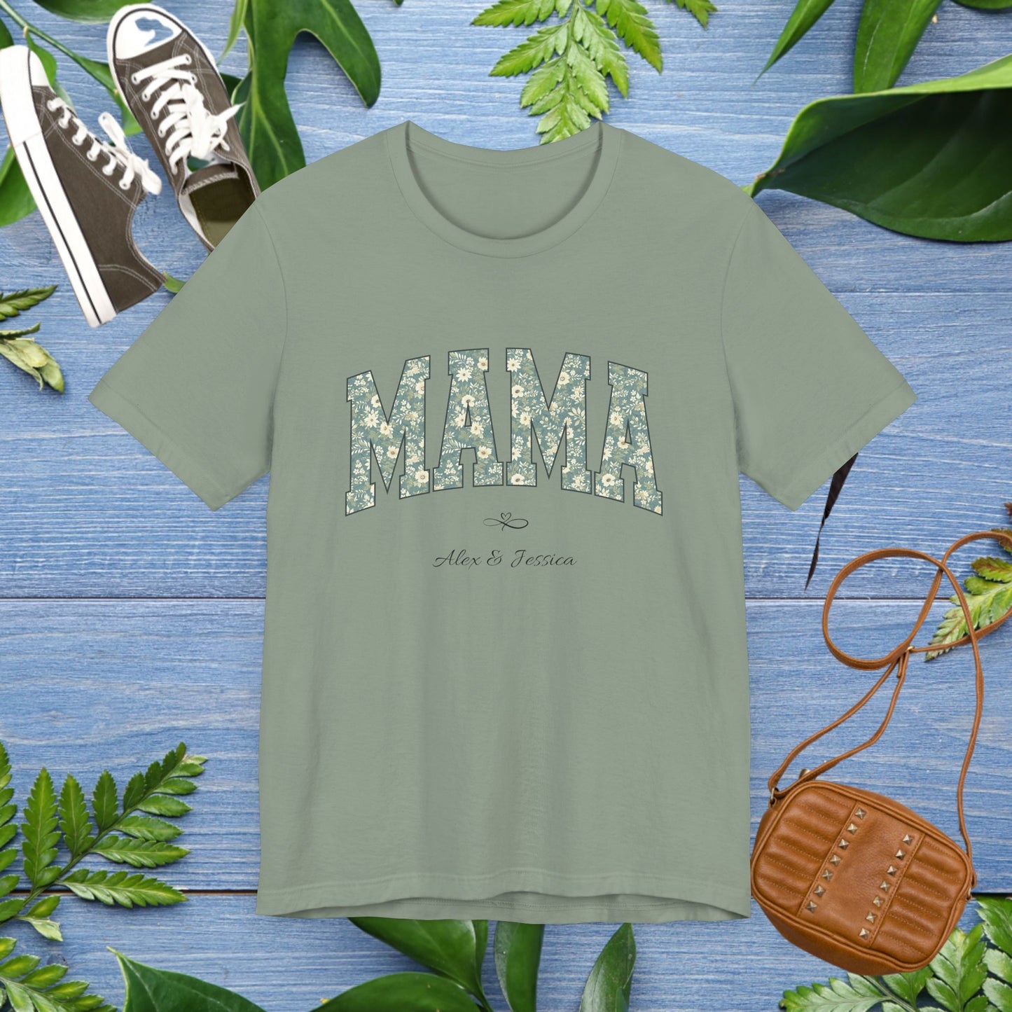 Mama Loved By Personalised Names T-Shirt