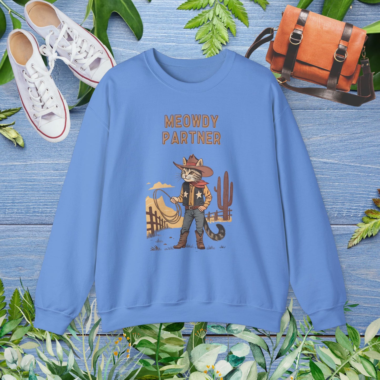 The Meowdy Partner Cat Graphic Crewneck Sweatshirt - furevermama