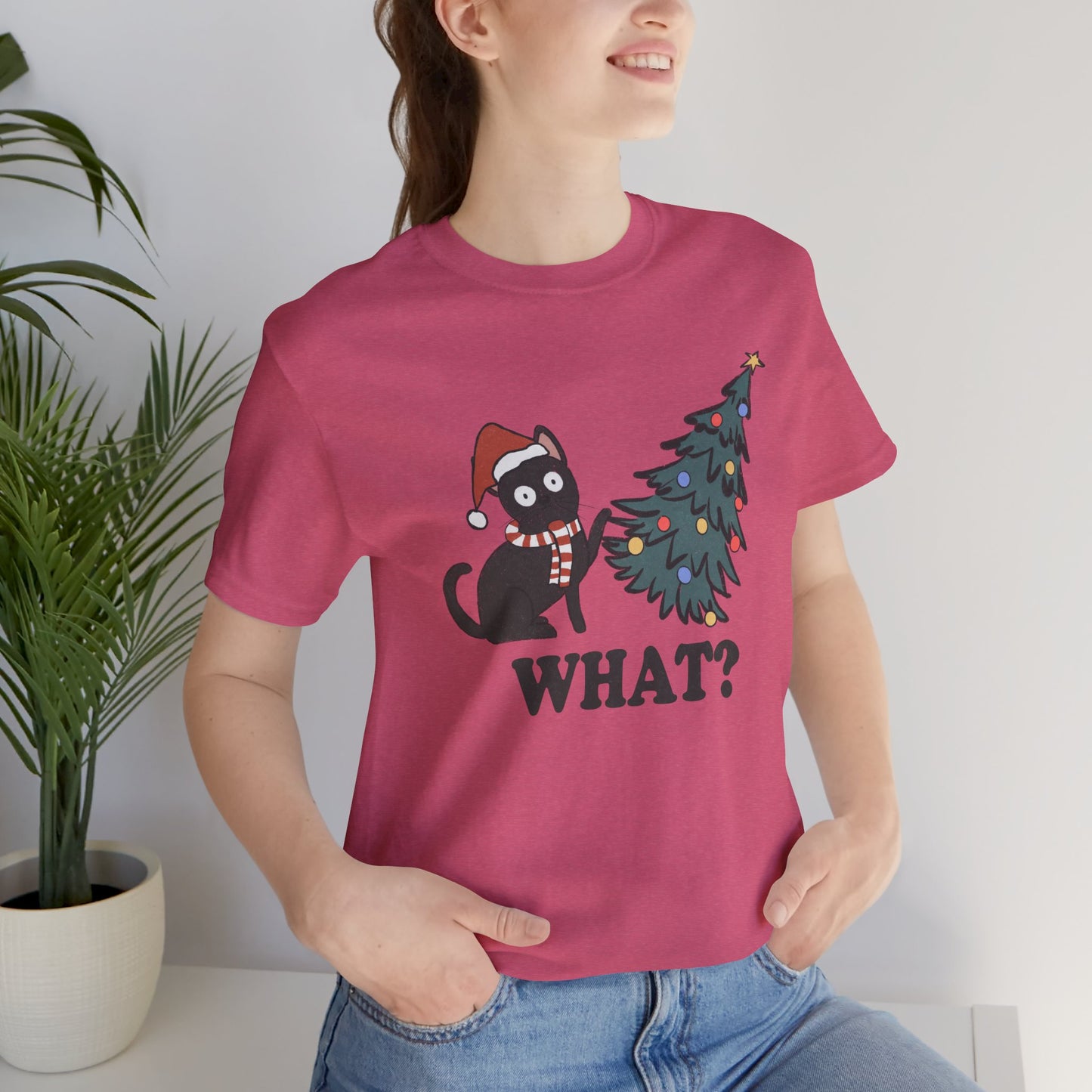 Christmas Tree & Cat Unisex Short Sleeve T-Shirt - furevermama