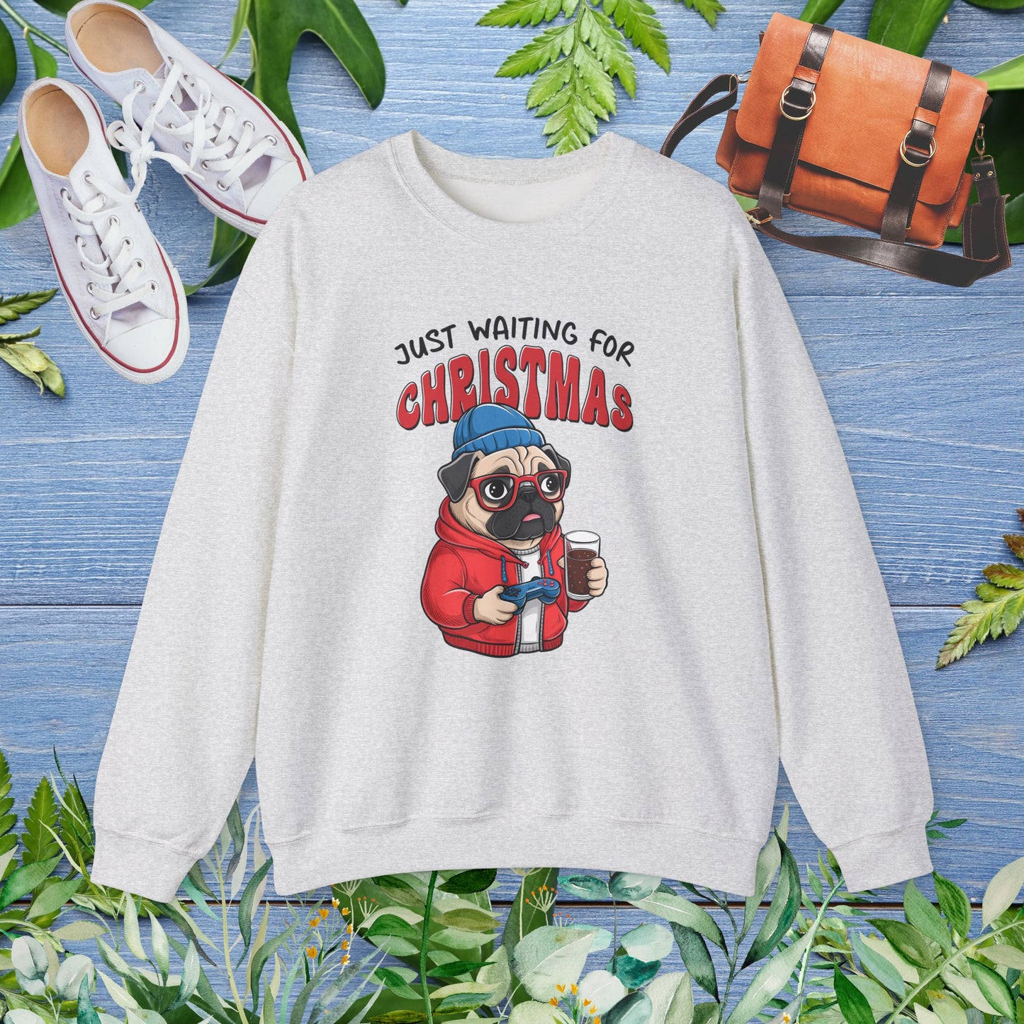 Just Waiting For Christmas, Bulldog Unisex Sweatshirt - furevermama