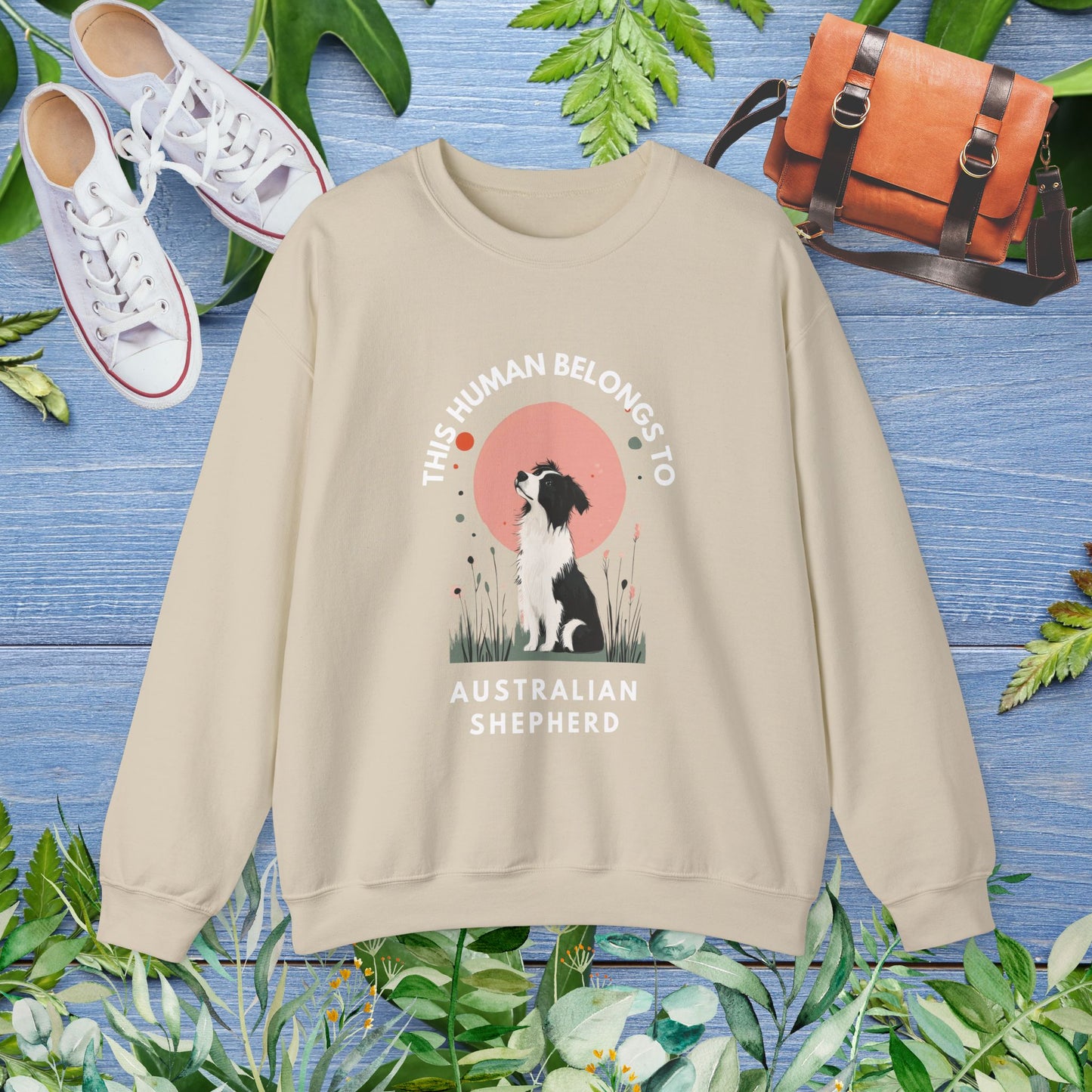 This Human Belongs To Australian Shepherd Unisex Sweatshirt - furevermama