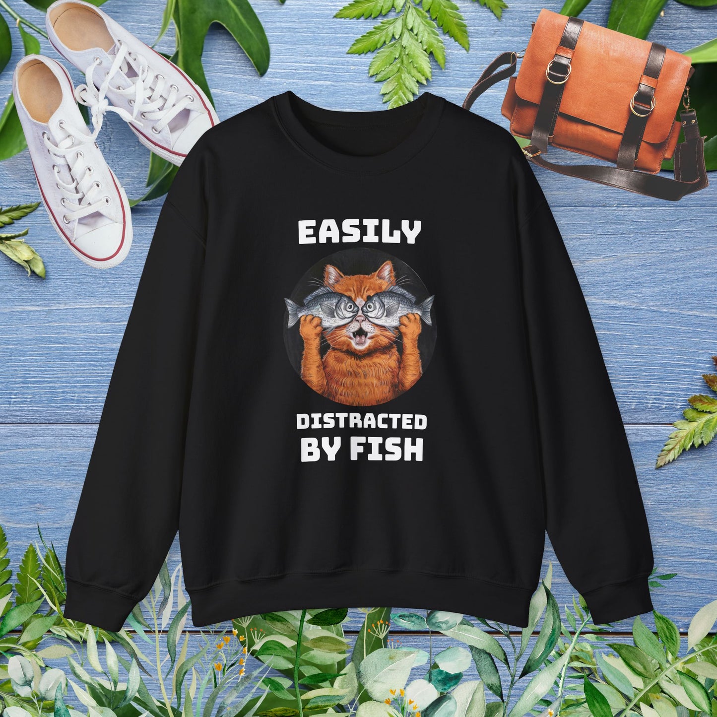 Easily Distracted by Fish, Cat Sweatshirt - furevermama