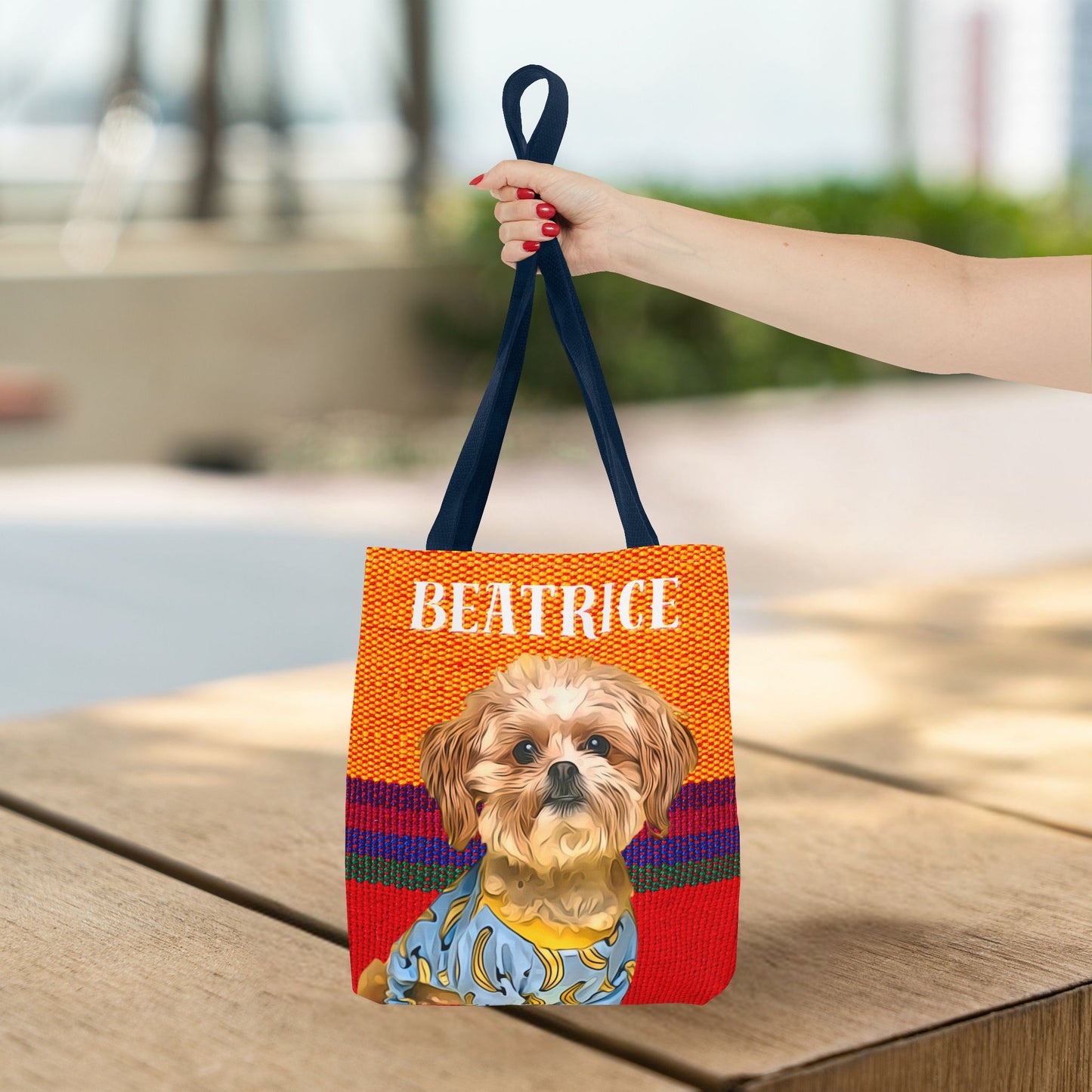 Custom Pet Portrait Tote Bag (Orange Stripes Style) - furevermama