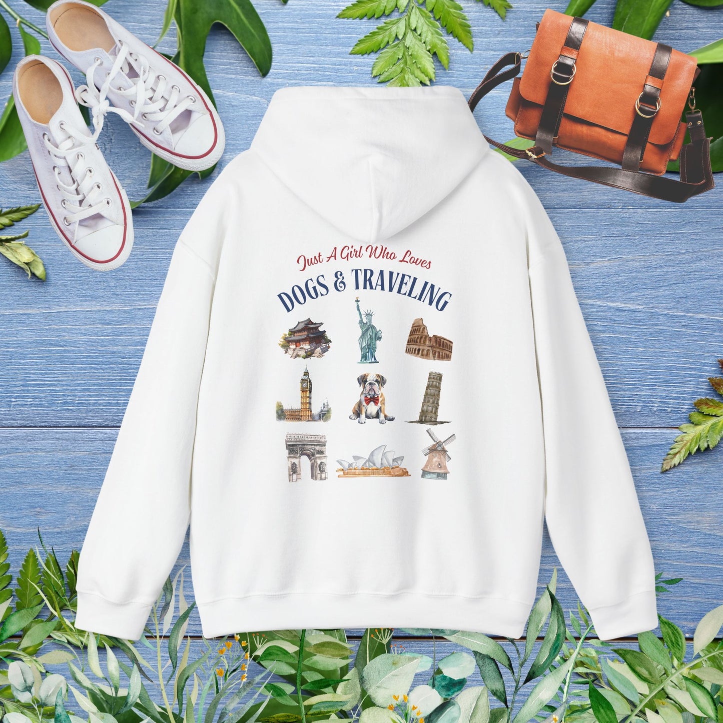 (Custom) Just A Girl Who Loves Dogs and Traveling Unisex Hoodie - Custom Text, Front or Back Print, Dogs or Cats - furevermama