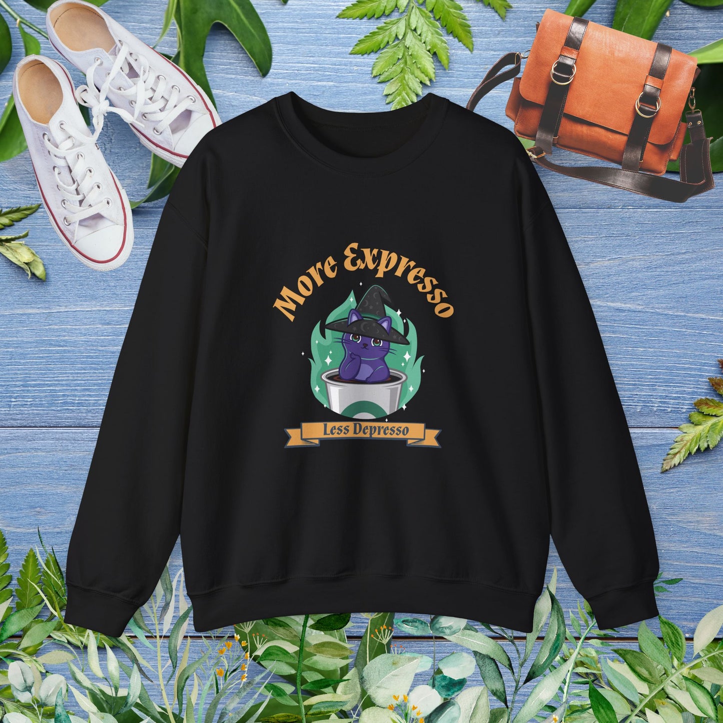 More Expresso Cat Crewneck Sweatshirt - furevermama