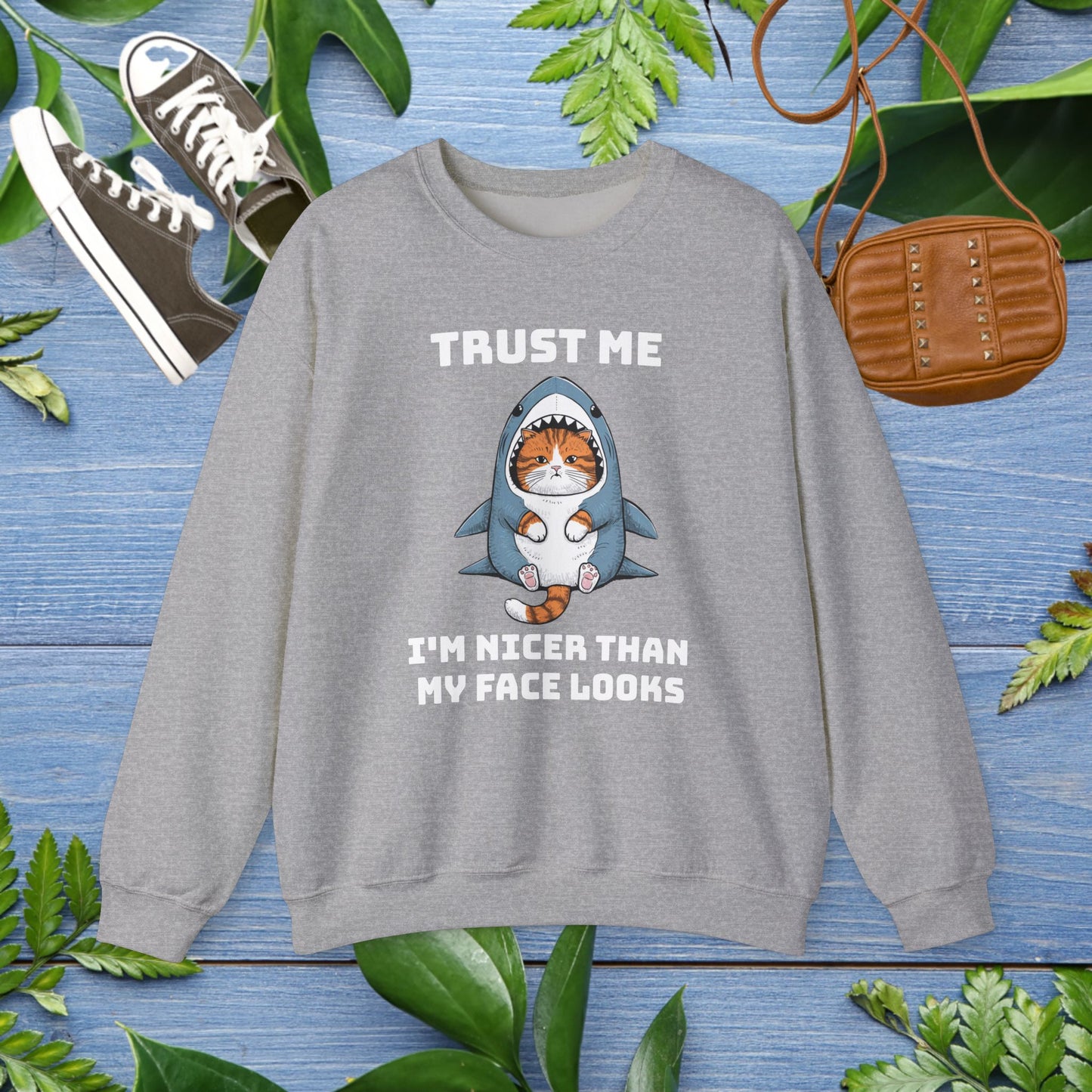 Cat in Shark Costume Unisex Sweatshirt - furevermama