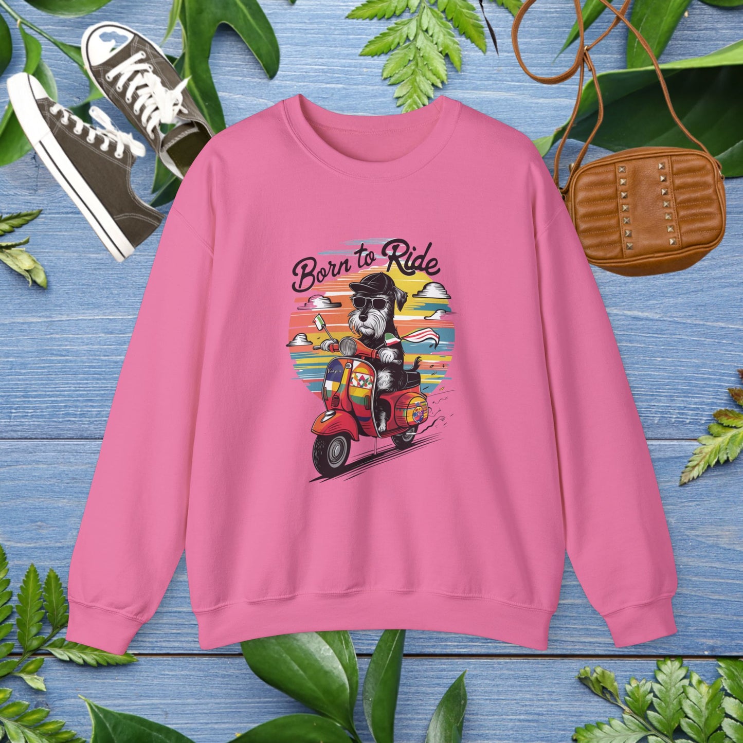 Sweatshirt Dog Born to Ride Unisex Heavy Blend Crewneck - furevermama