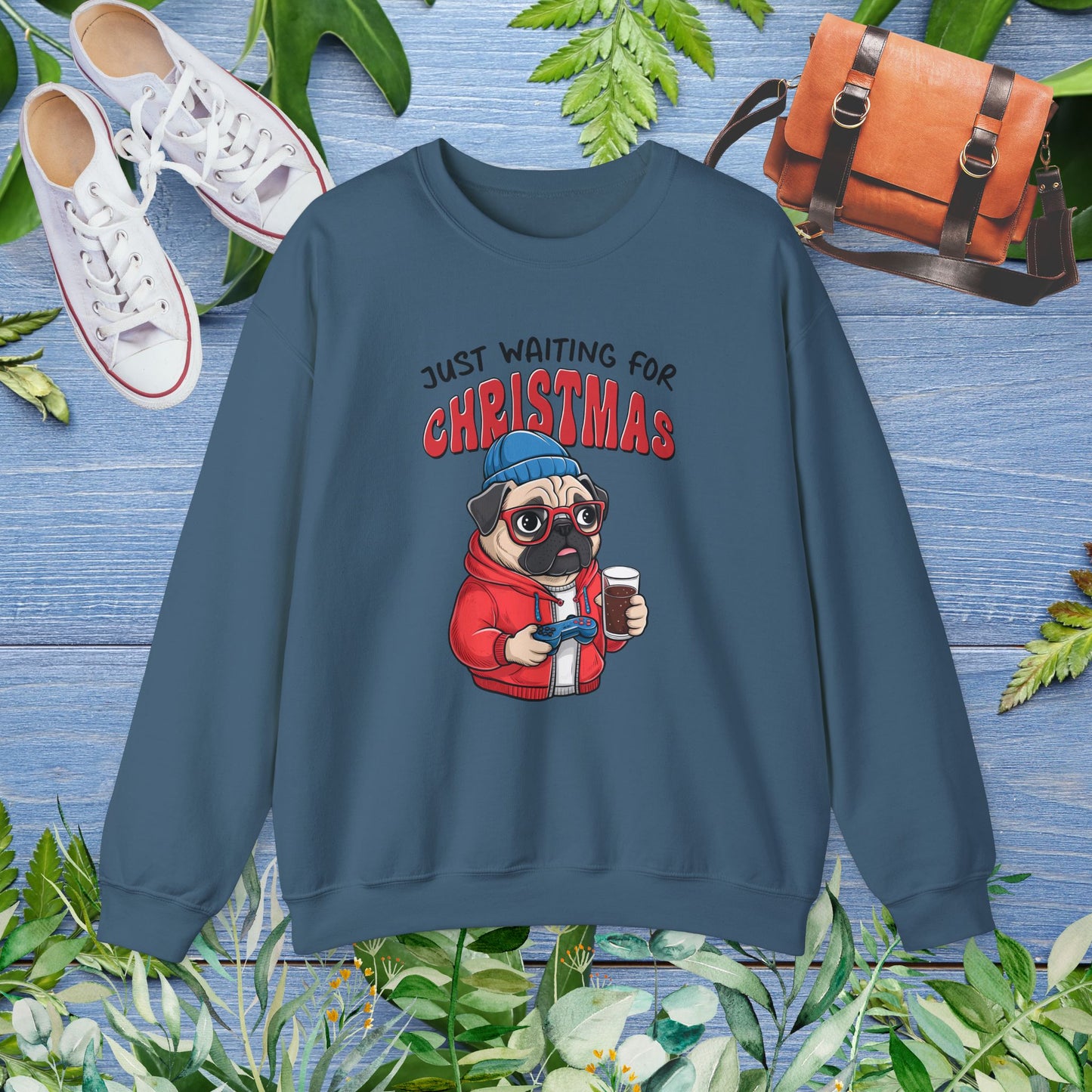Just Waiting For Christmas, Bulldog Unisex Sweatshirt - furevermama