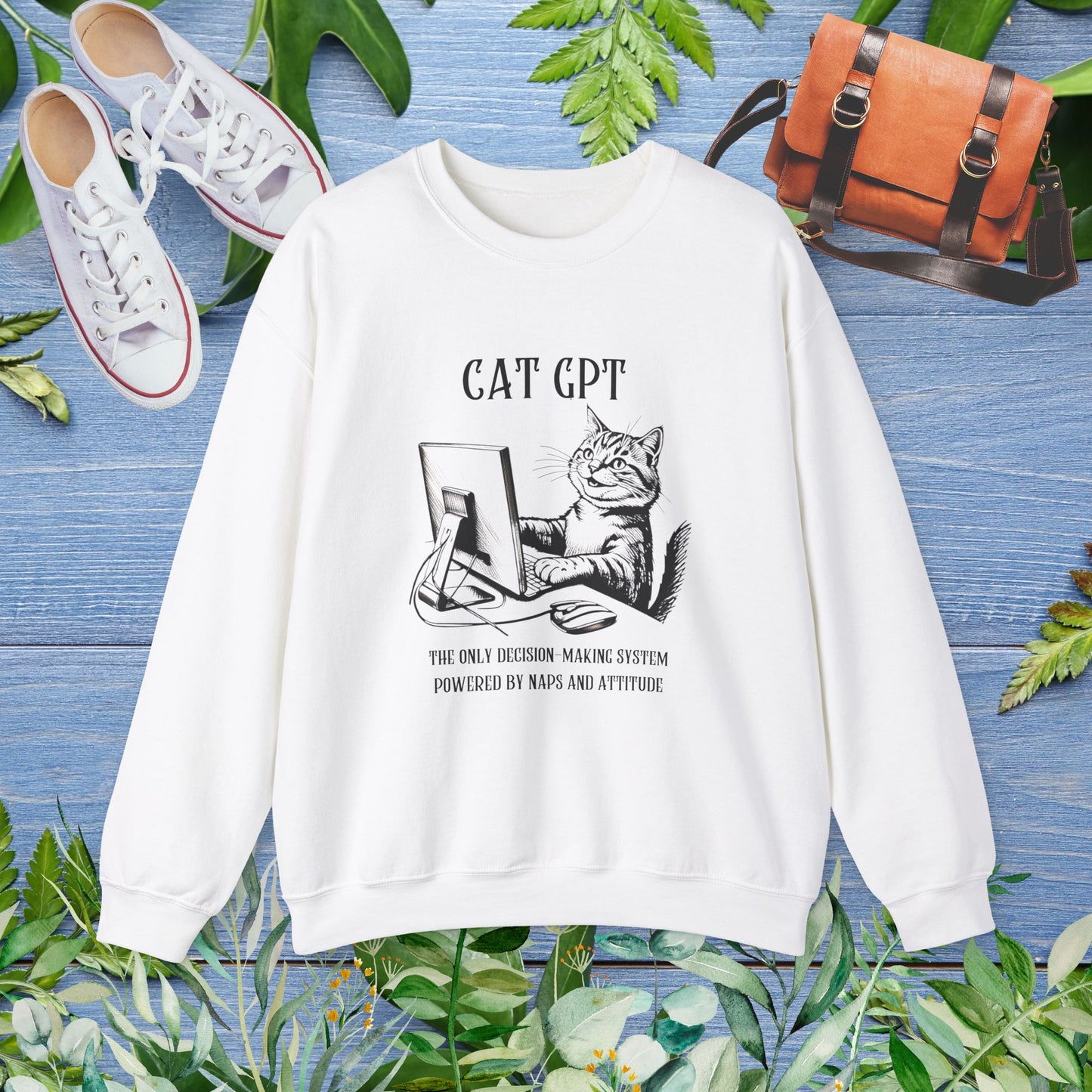 CAT GPT Sweatshirt - Funny Crewneck Sweatshirt For Cat Lover - furevermama