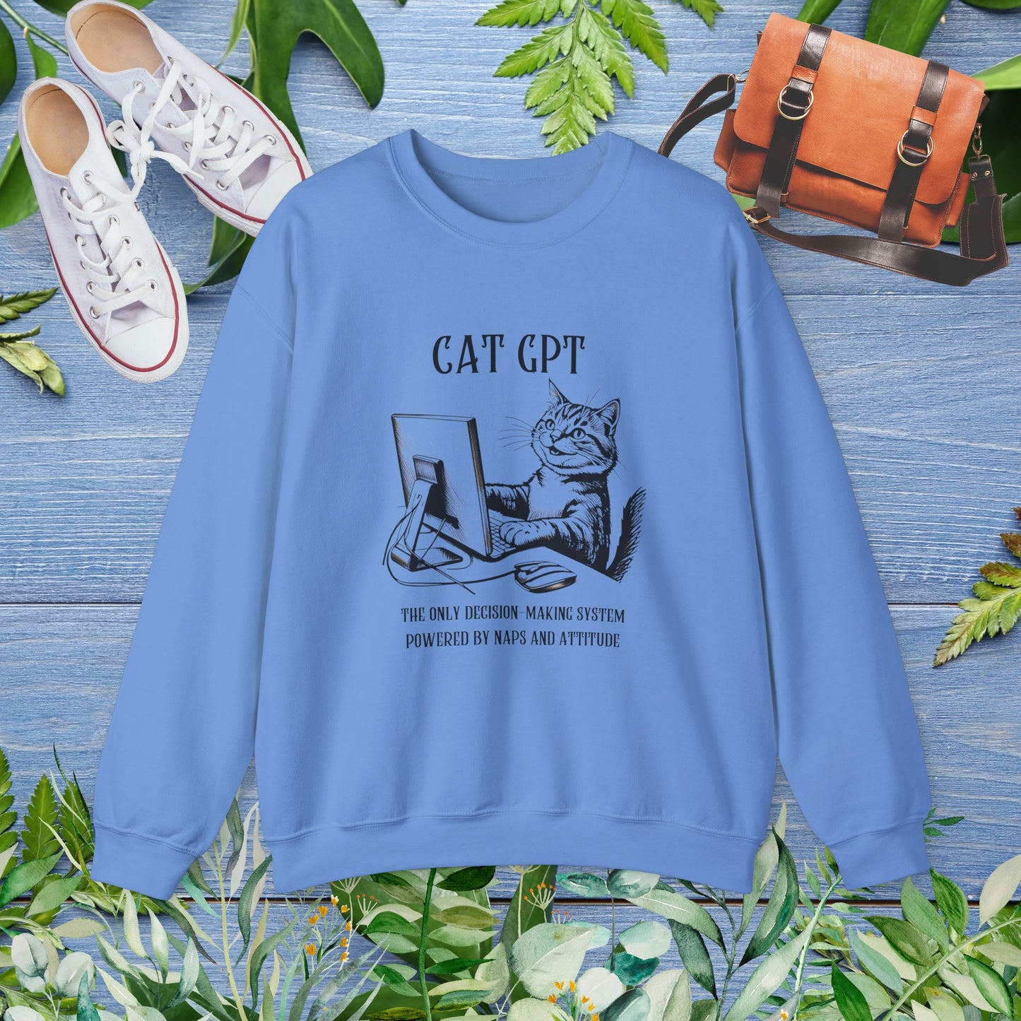 CAT GPT Sweatshirt - Funny Crewneck Sweatshirt For Cat Lover - furevermama