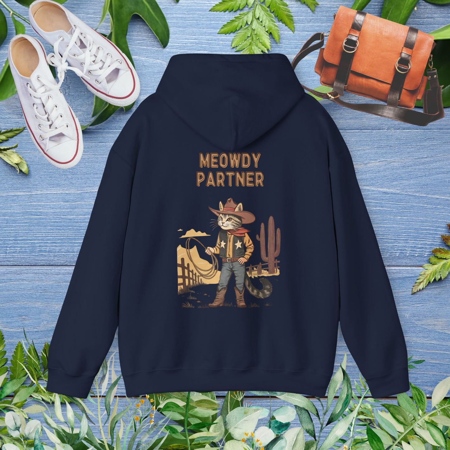 The Meowdy Partner Cat Unisex Hoodie (Back Print) - furevermama