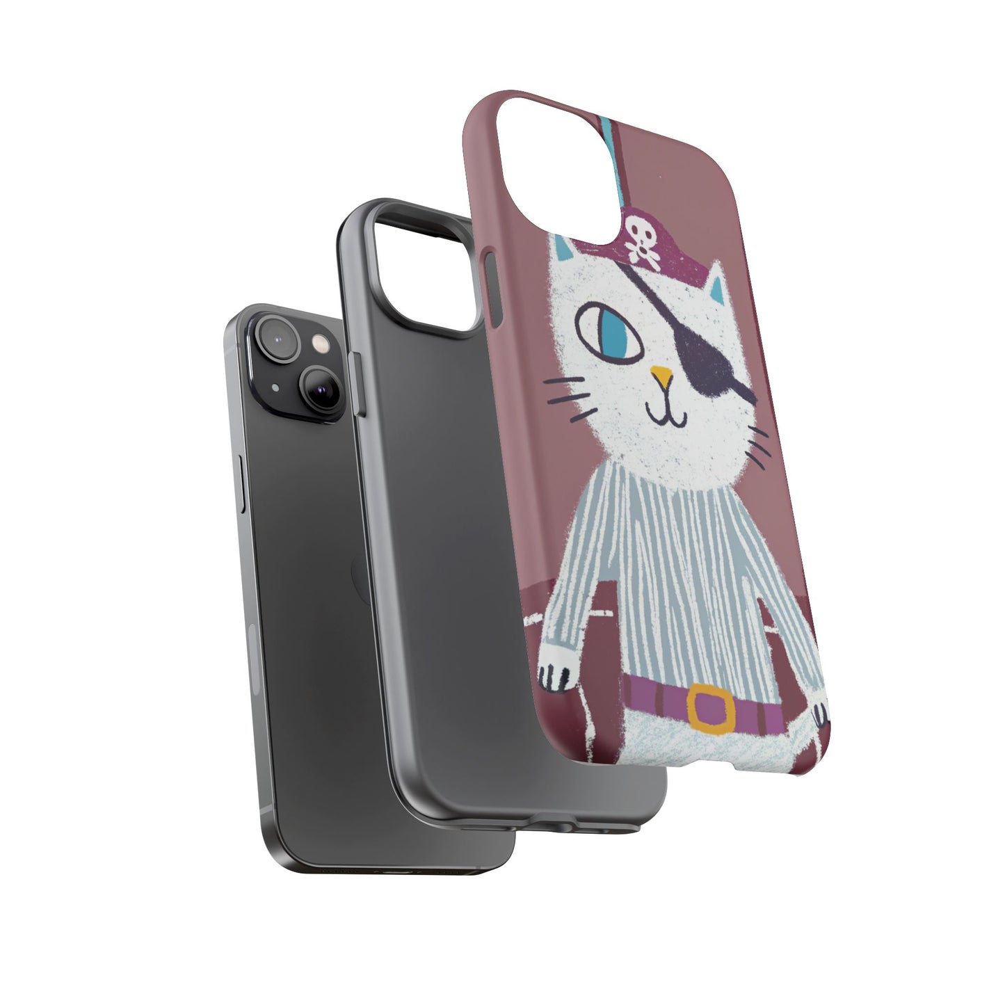 Phone Cases - Hand-Drawn Pirate Cat Design for Cat Lovers
