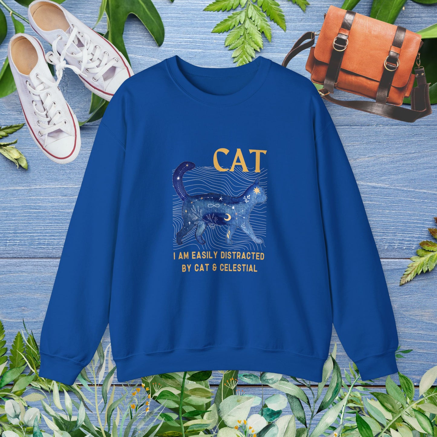 Cat and Celestial Crewneck Sweatshirt - furevermama