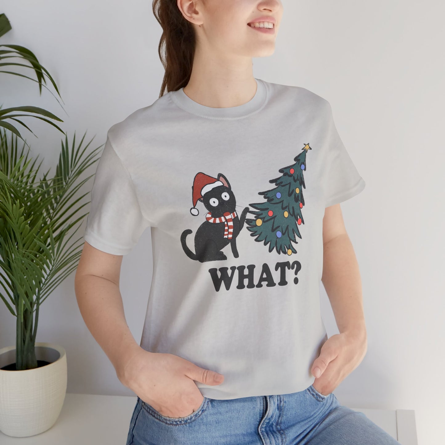 Christmas Tree & Cat Unisex Short Sleeve T-Shirt - furevermama