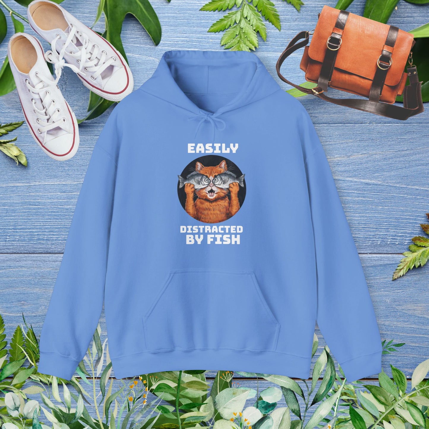 Easily Distracted by Fish, Cat Hoodie - furevermama