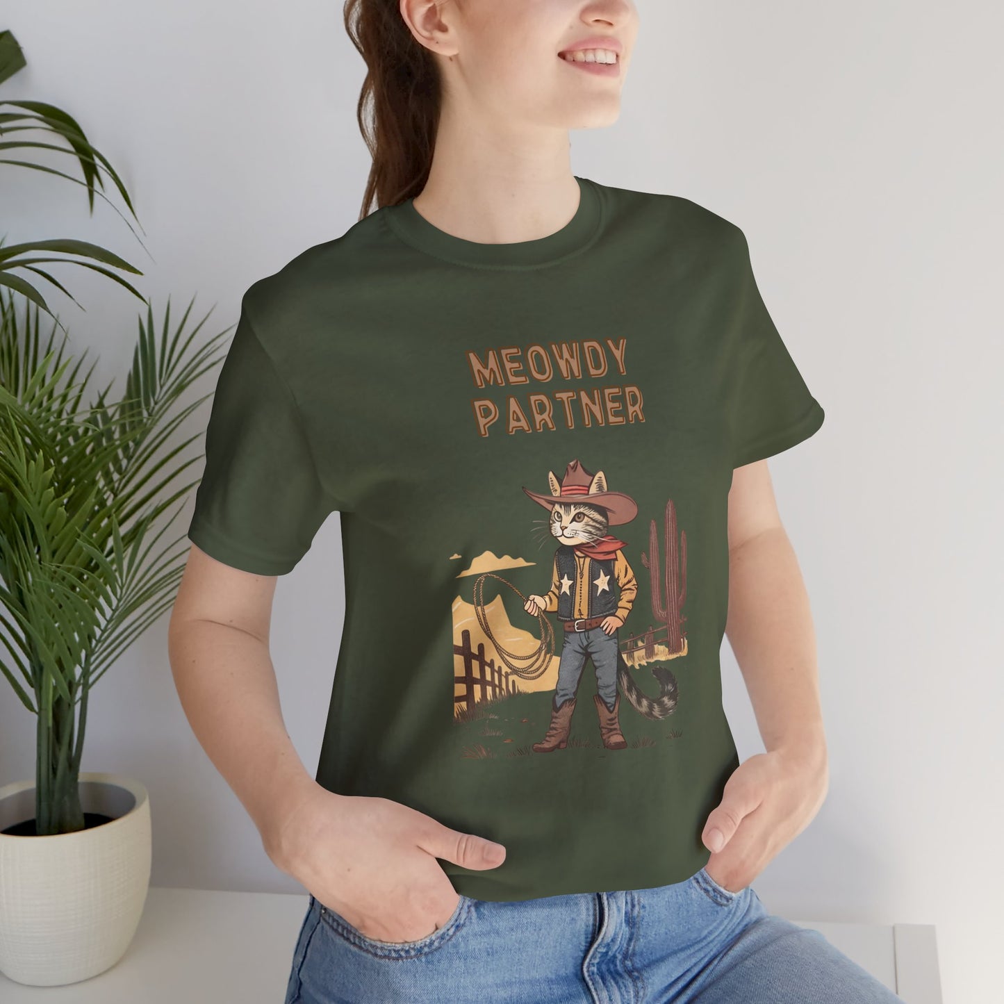The Meowdy Partner - Cowboy Cat Image T-Shirt - furevermama
