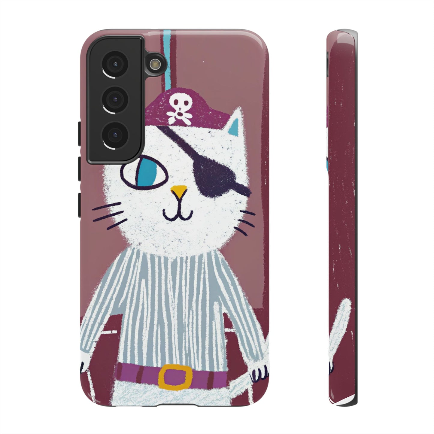 Phone Cases - Hand-Drawn Pirate Cat Design for Cat Lovers