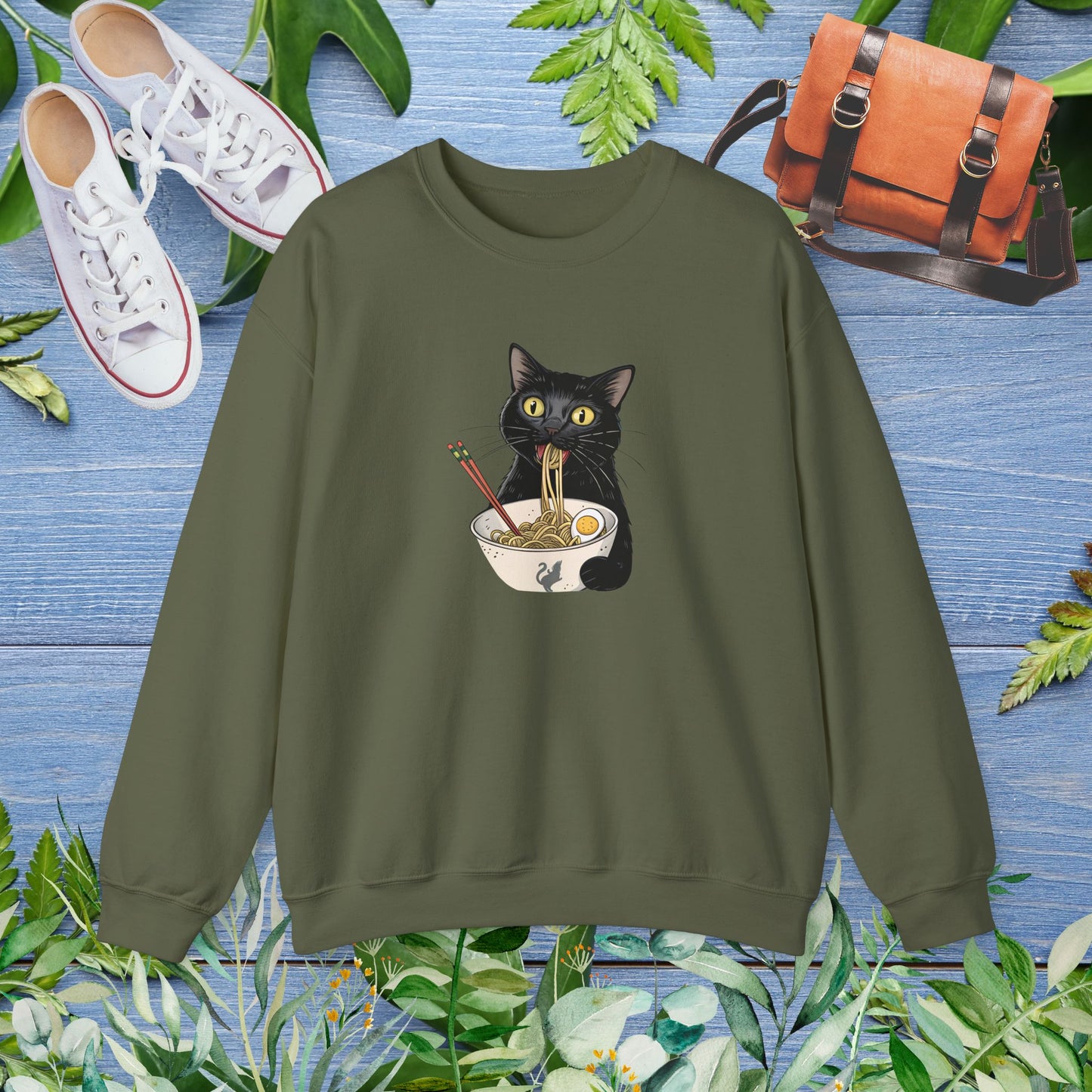 My Cat Eating My Ramen Crewneck Sweatshirt - furevermama