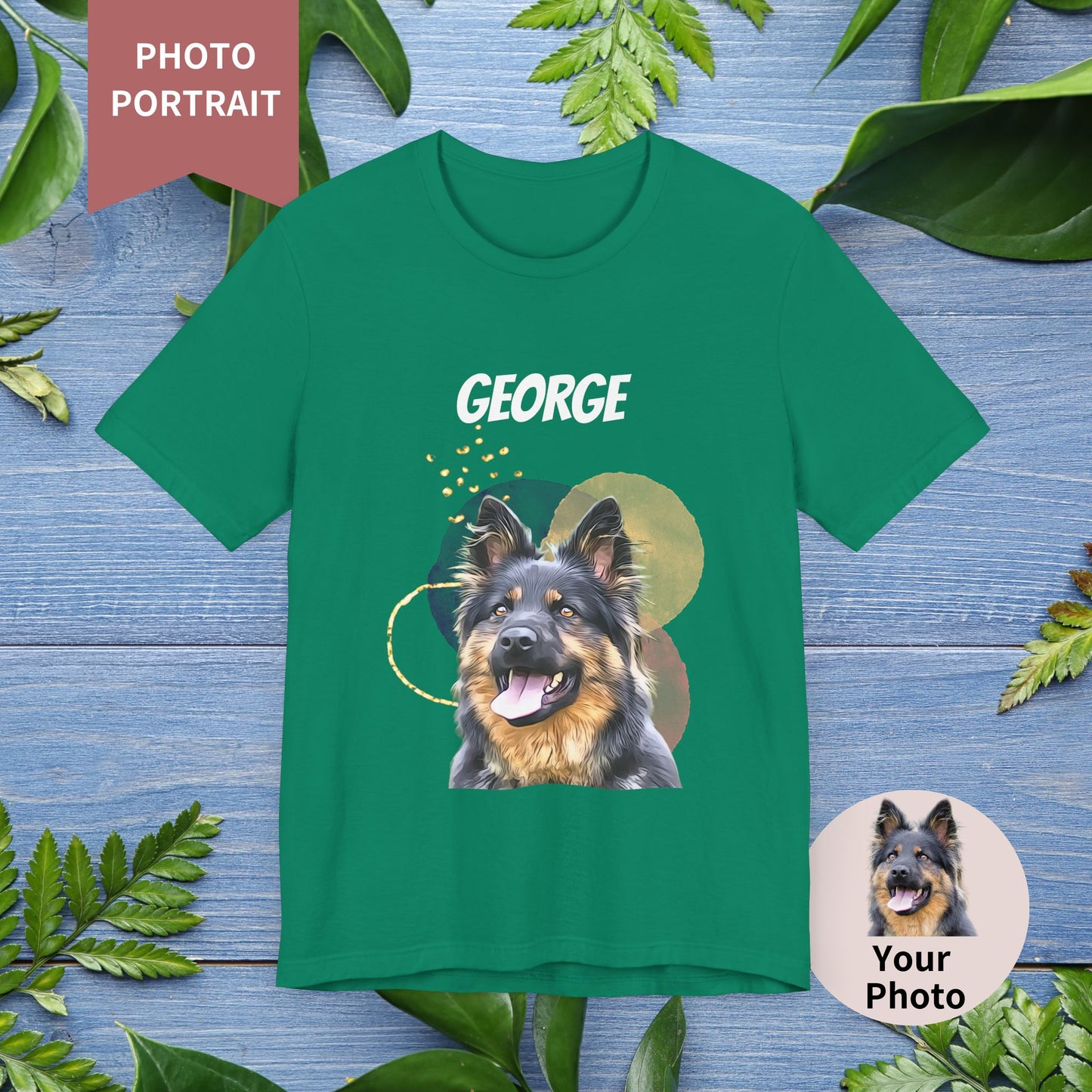 Custom Pet Portrait T-Shirt, Watercolor Background - furevermama