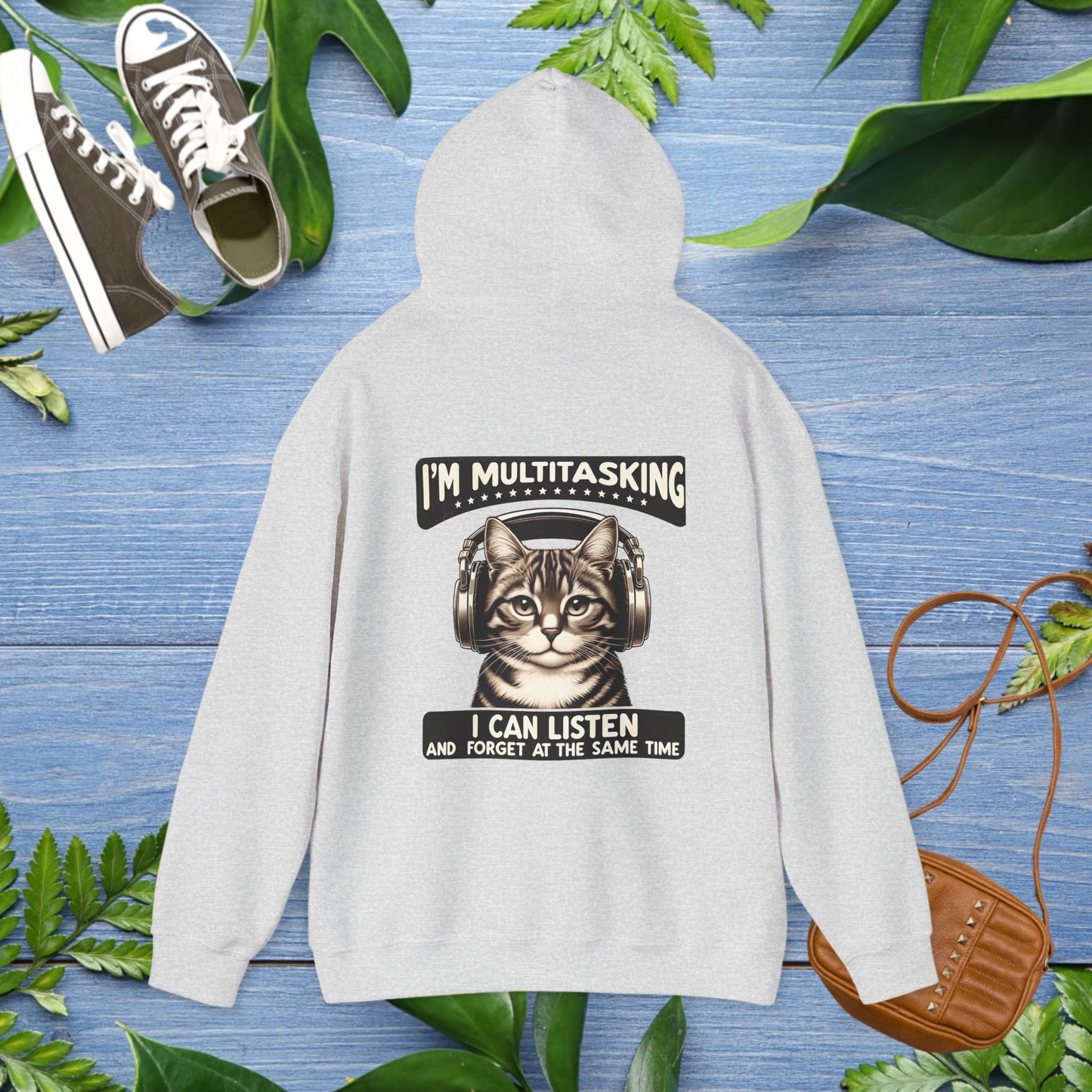 Multitasking Cat Unisex Hoodie (Back Printing) - furevermama