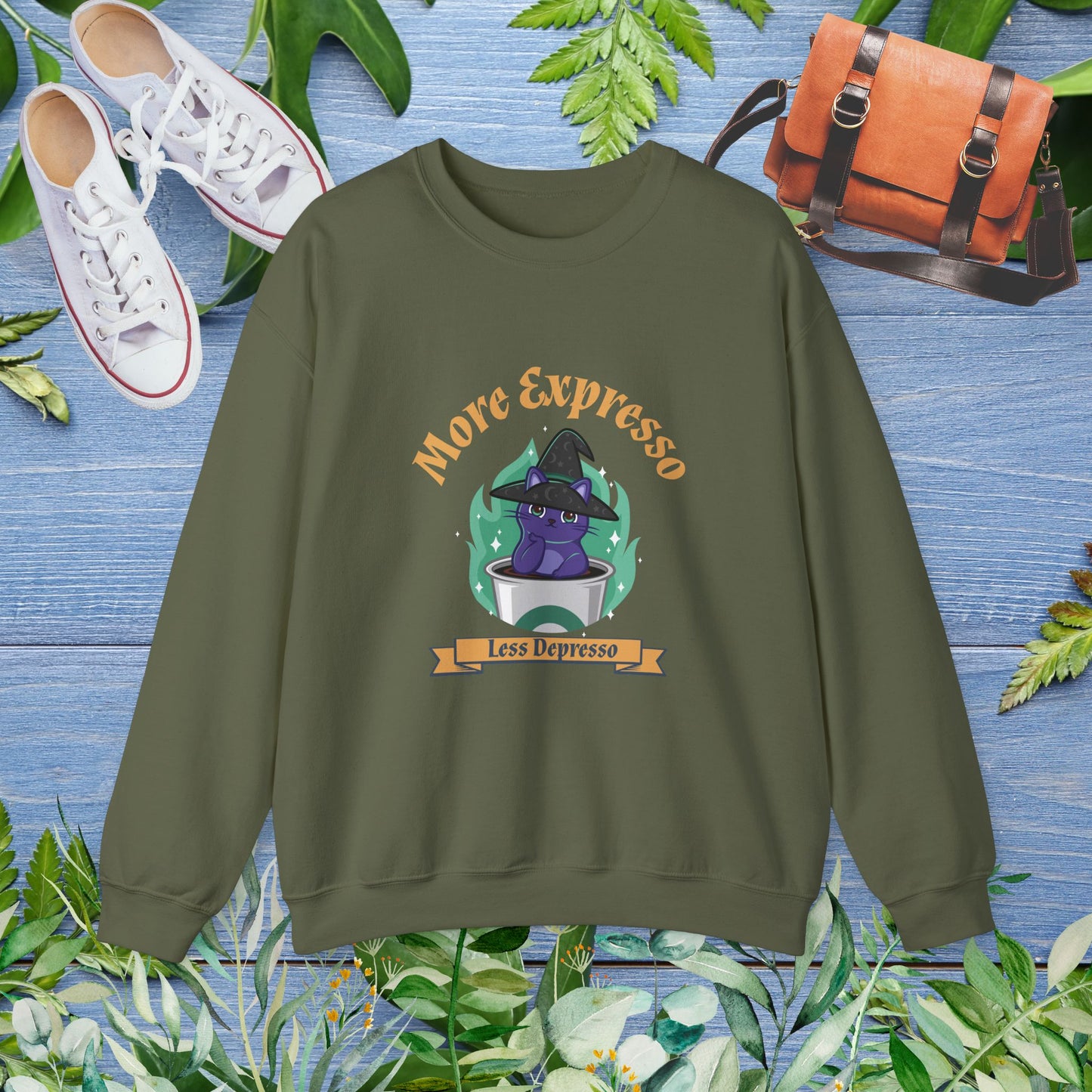 More Expresso Cat Crewneck Sweatshirt - furevermama