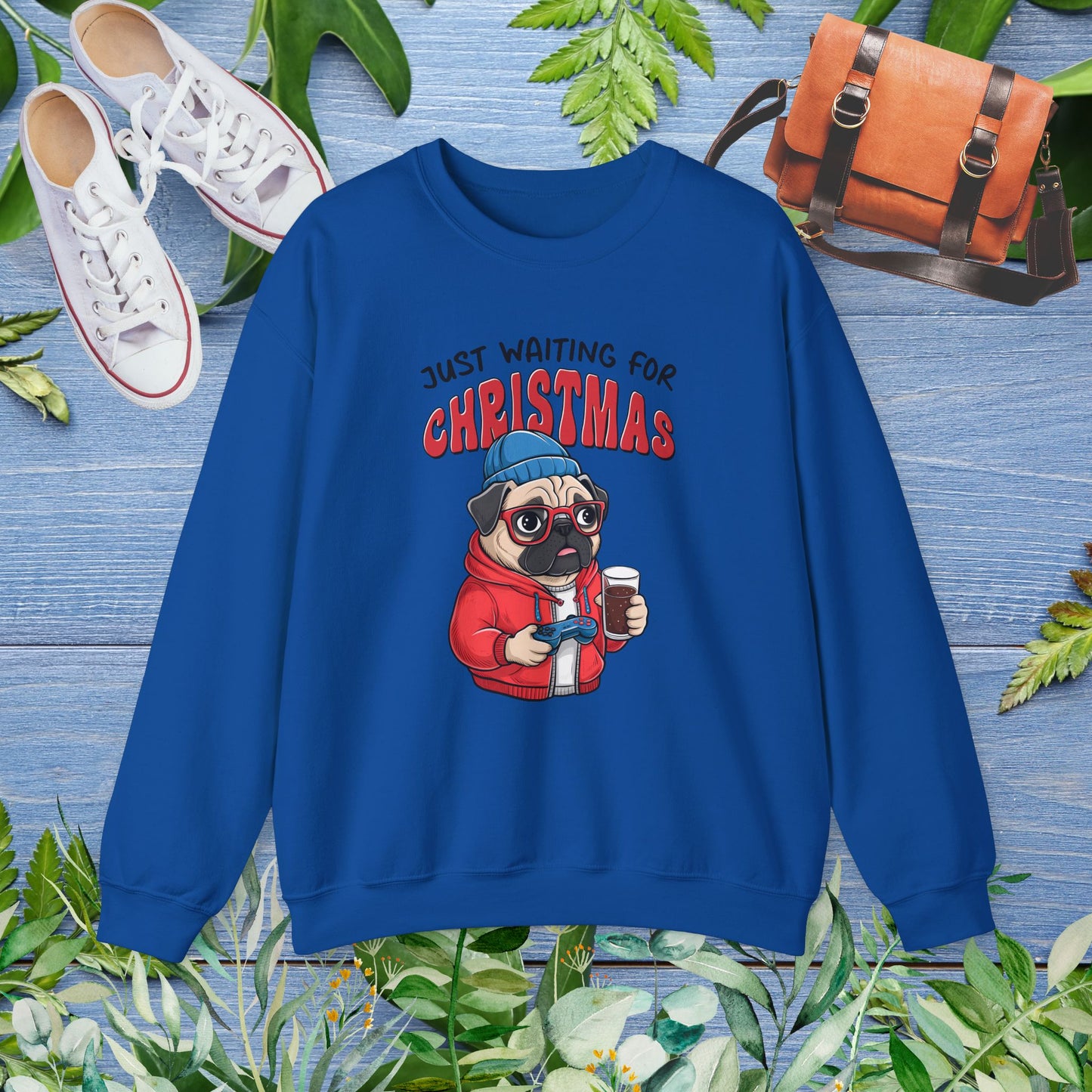 Just Waiting For Christmas, Bulldog Unisex Sweatshirt - furevermama