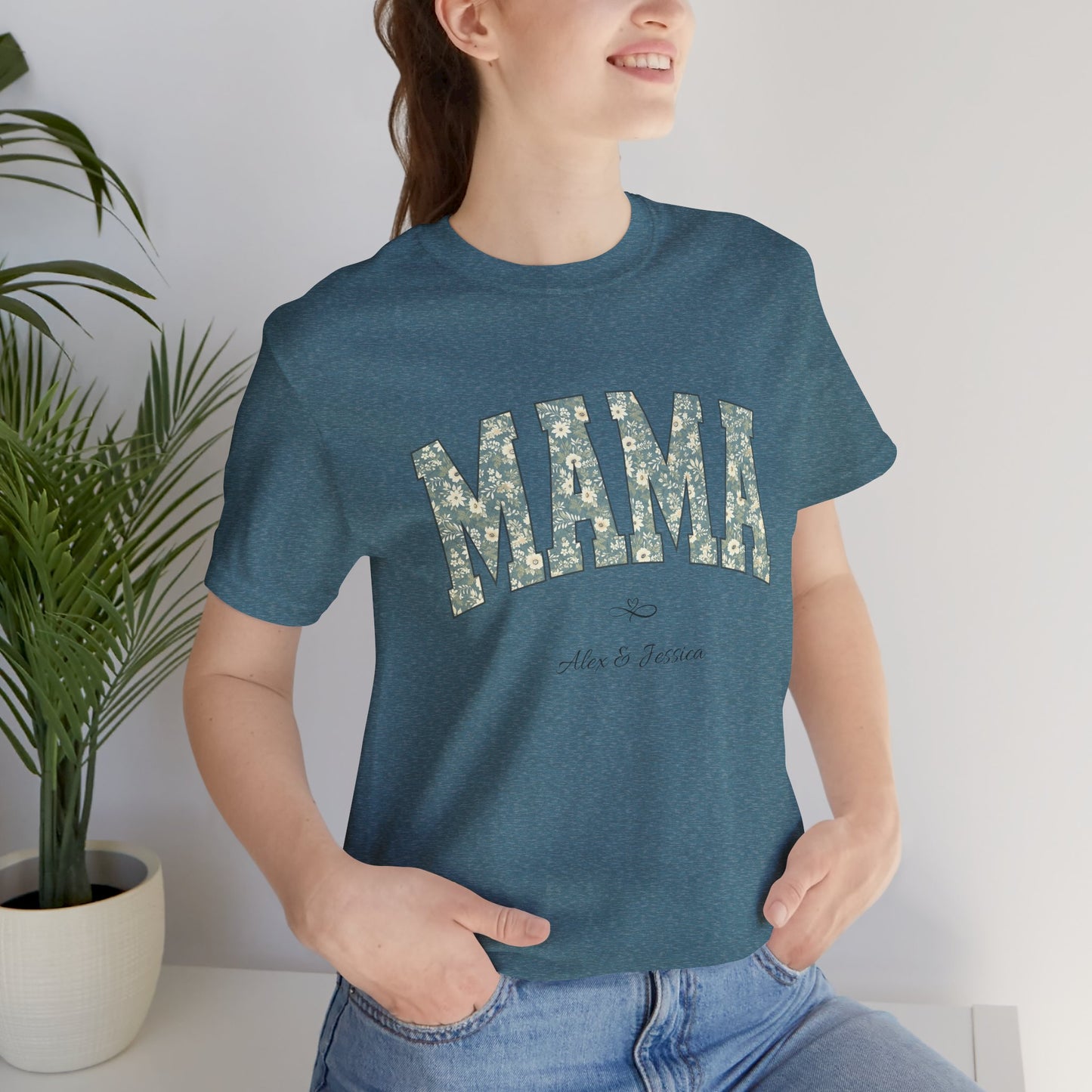 Mama Loved By Personalised Names T-Shirt