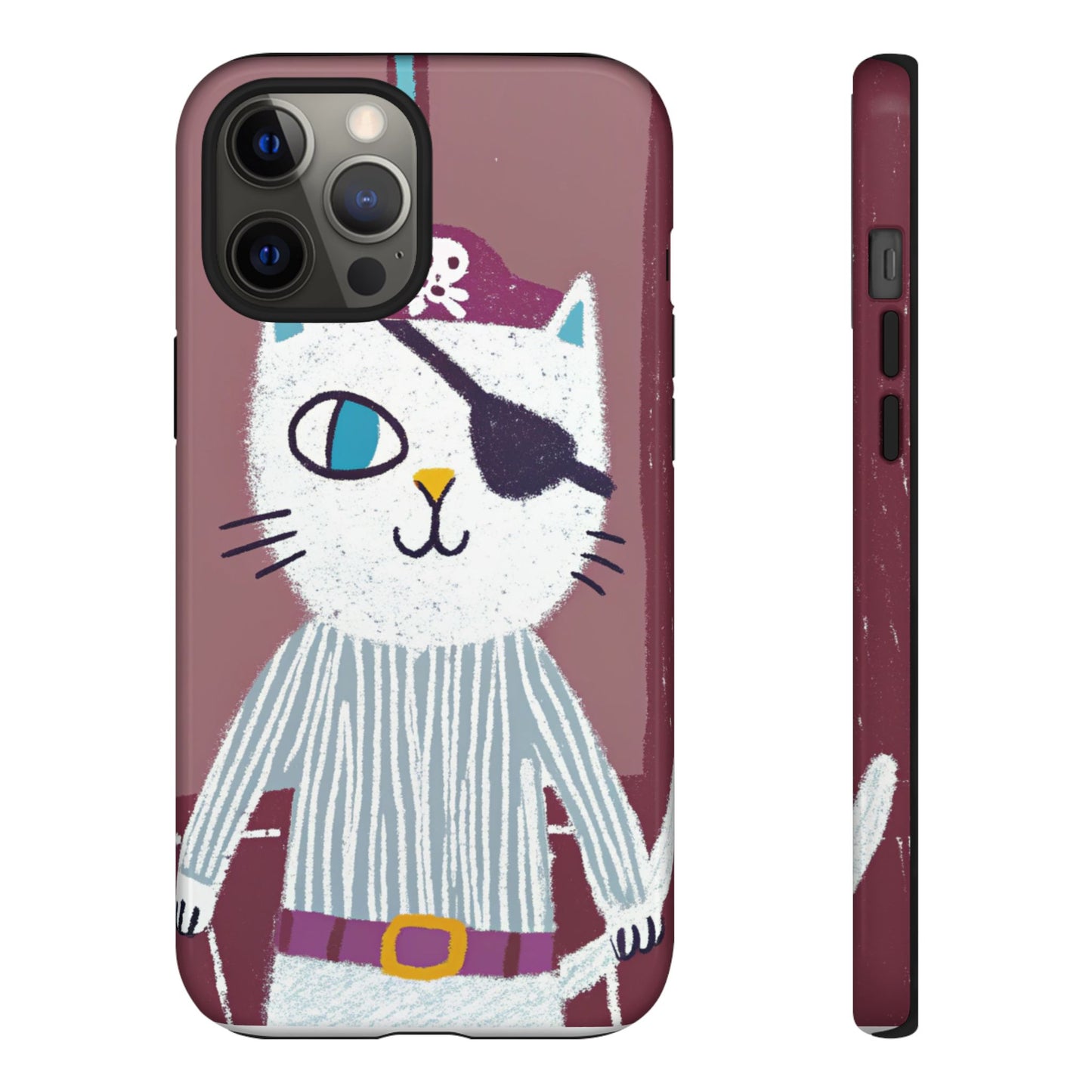 Phone Cases - Hand-Drawn Pirate Cat Design for Cat Lovers