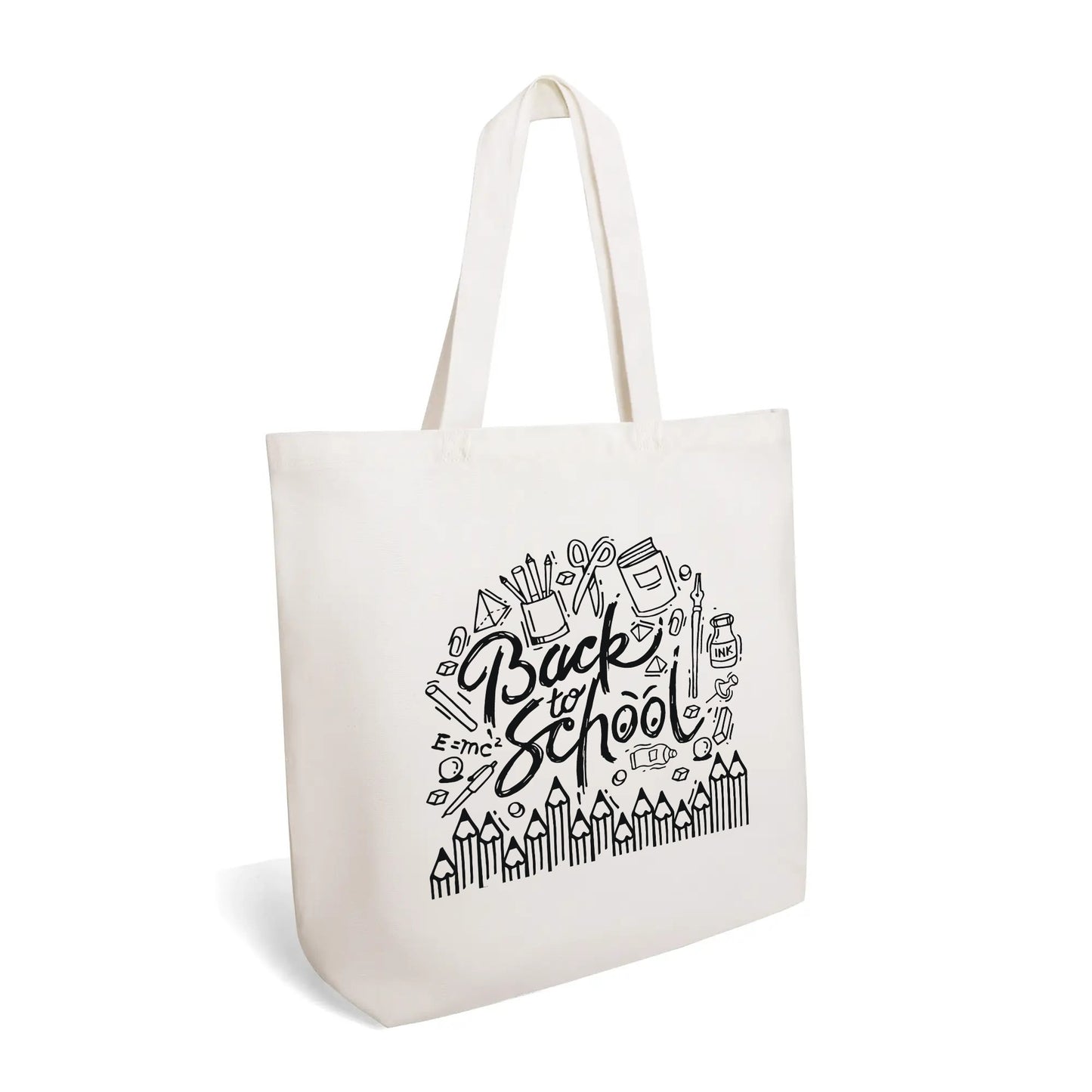 Back To School 100% Cotton Tote Bag (Single-sided Print)