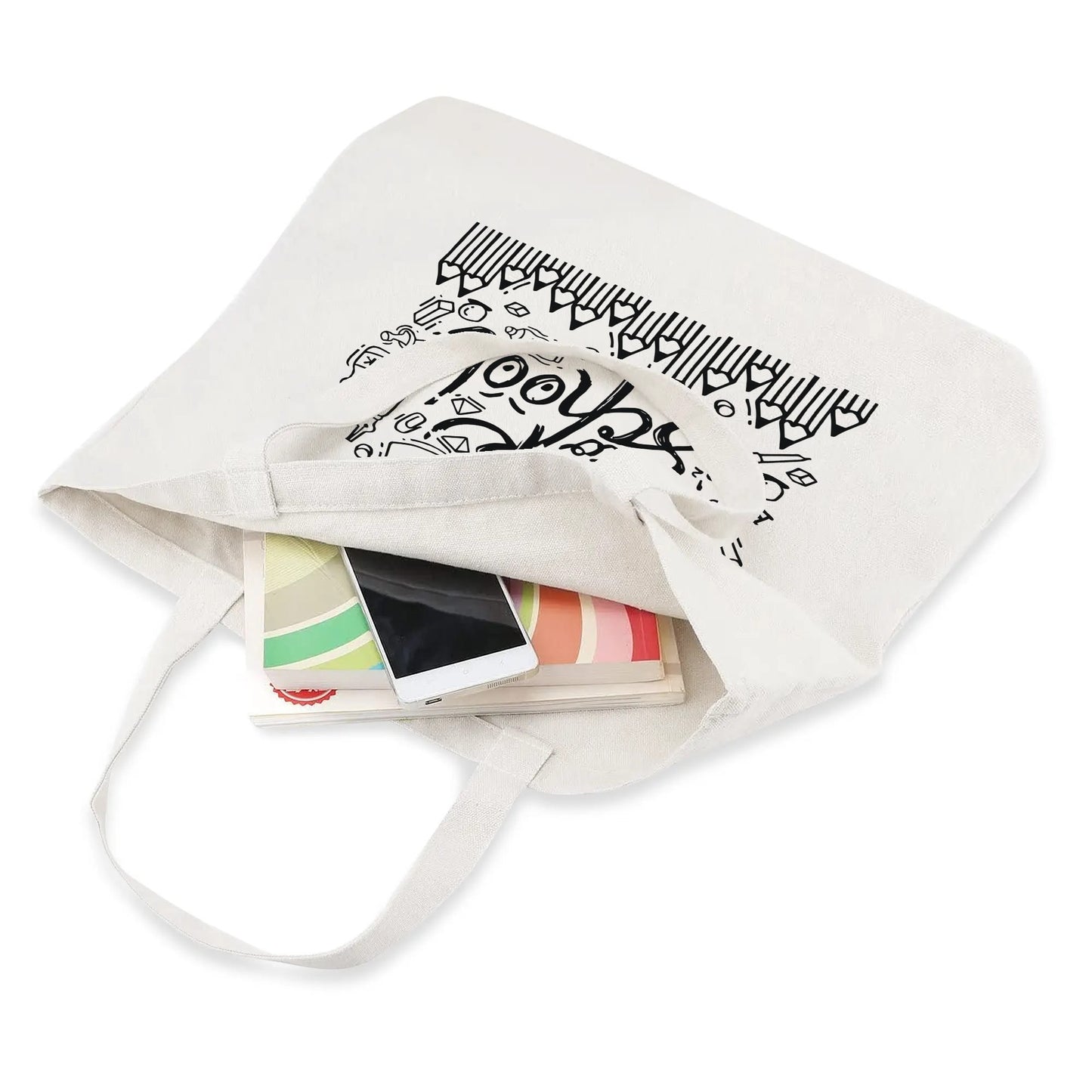 Back To School 100% Cotton Tote Bag (Single-sided Print)
