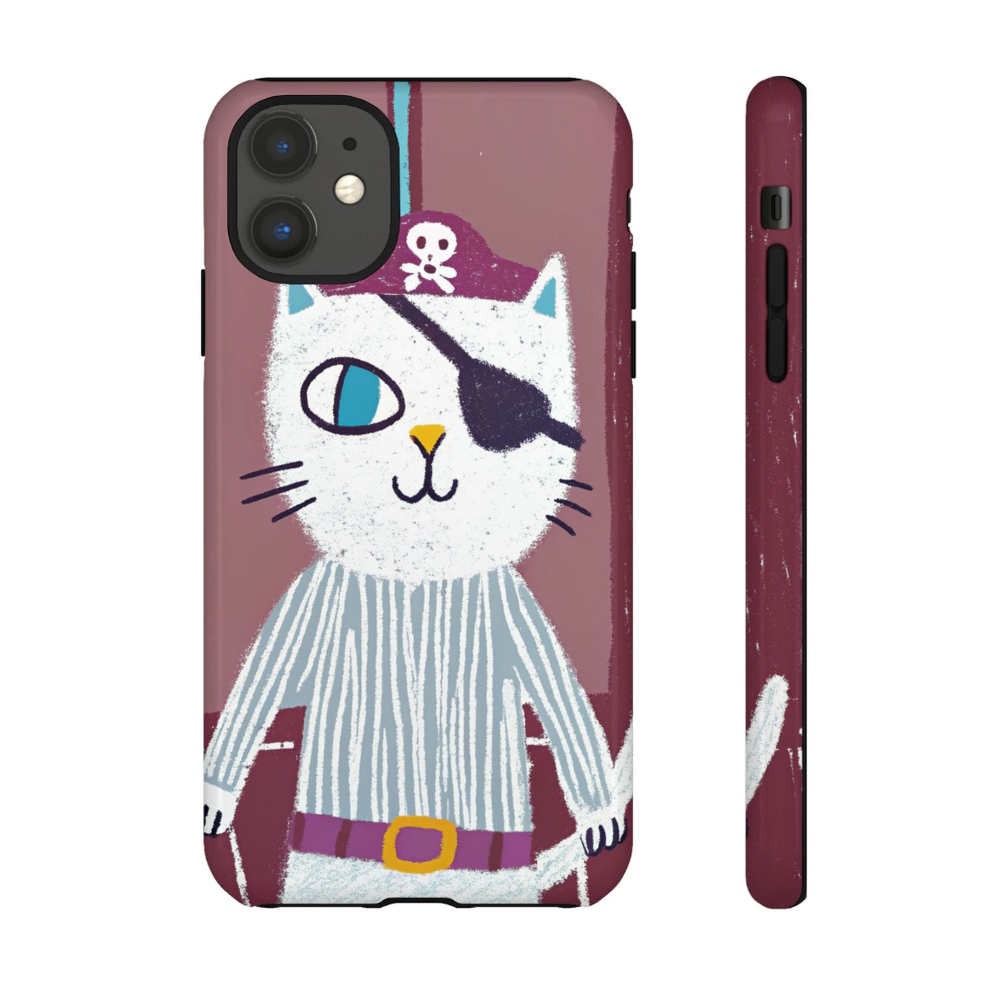 Phone Cases - Hand-Drawn Pirate Cat Design for Cat Lovers
