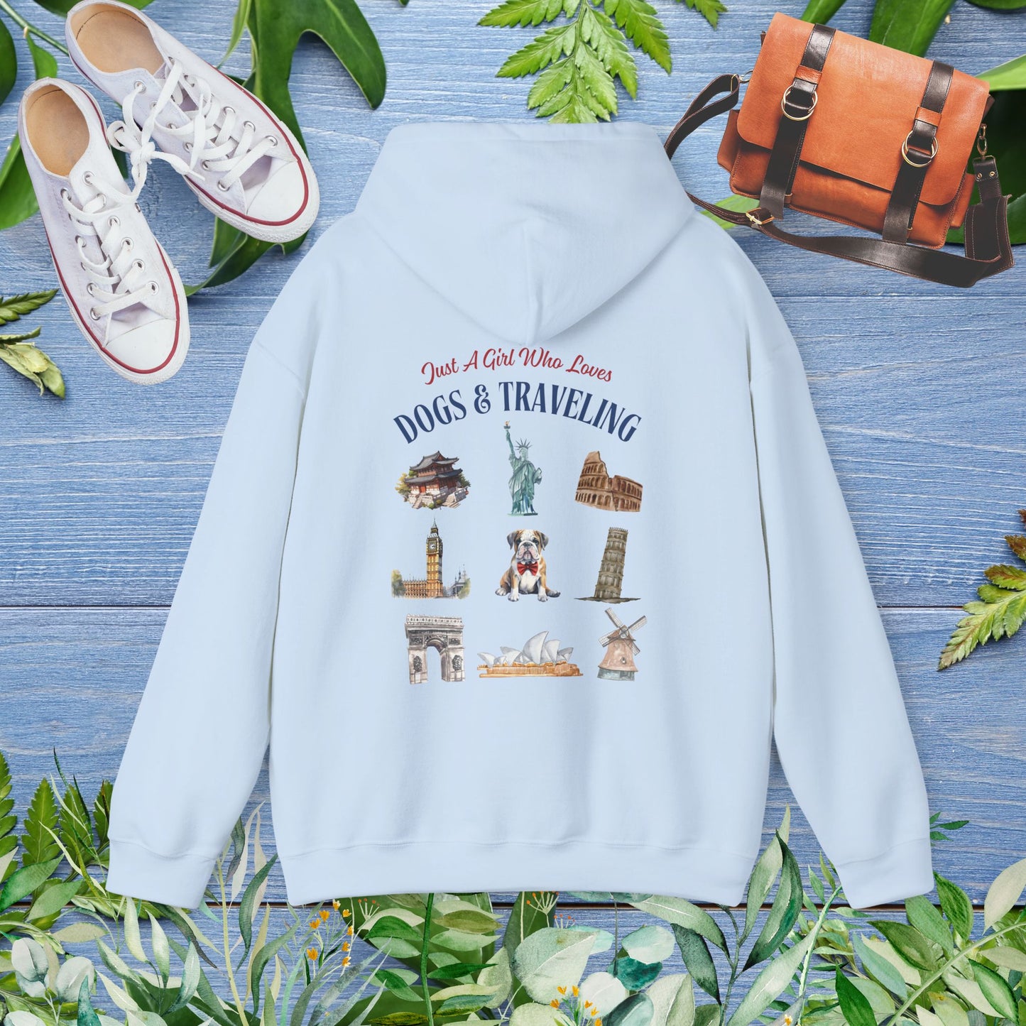 (Custom) Just A Girl Who Loves Dogs and Traveling Unisex Hoodie - Custom Text, Front or Back Print, Dogs or Cats - furevermama