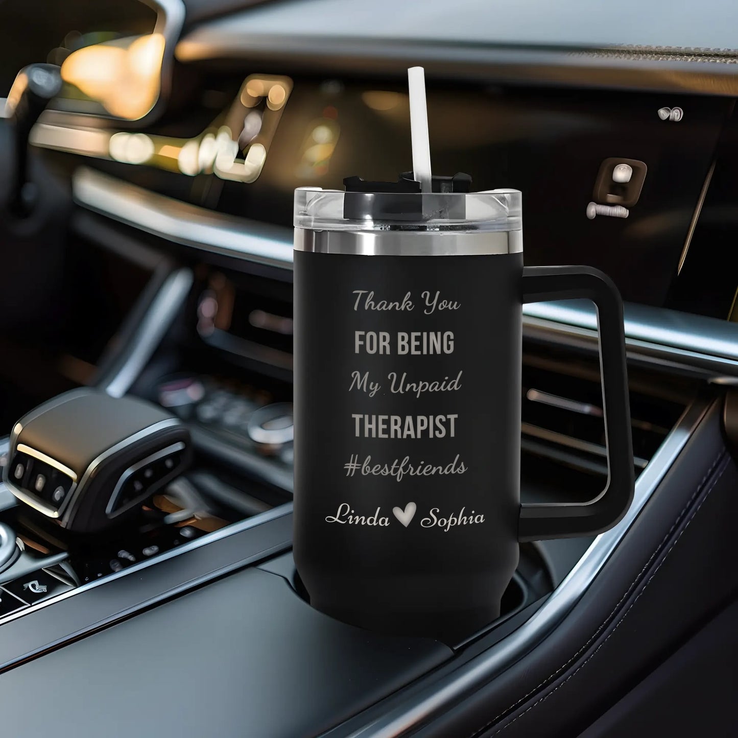 Thank You For Being My Unpaid Therapist Best Friend - Custom Name 40oz Stainless Steel Tumbler Travel Mug
