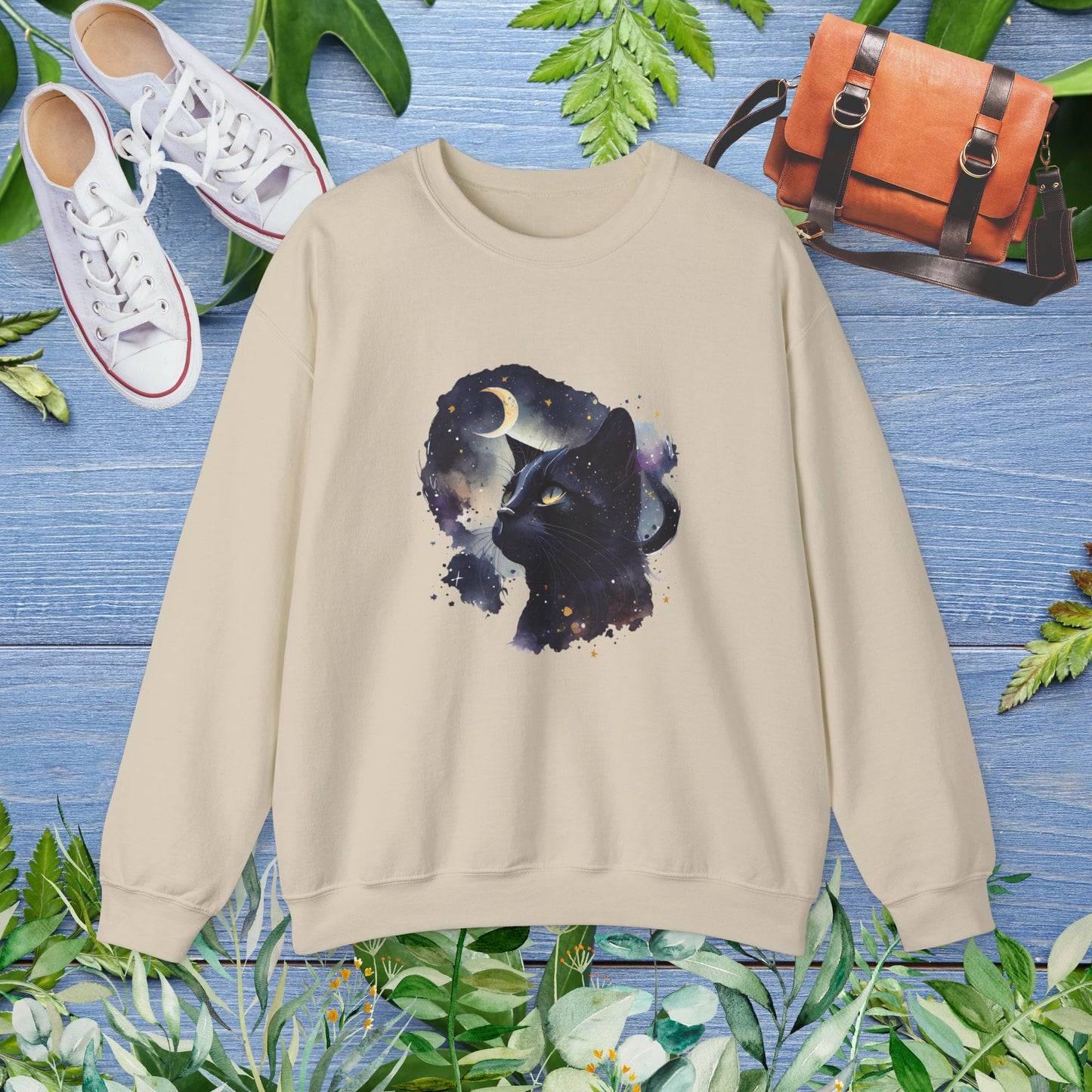 Moon Night Cat Crewneck Sweatshirt - furevermama