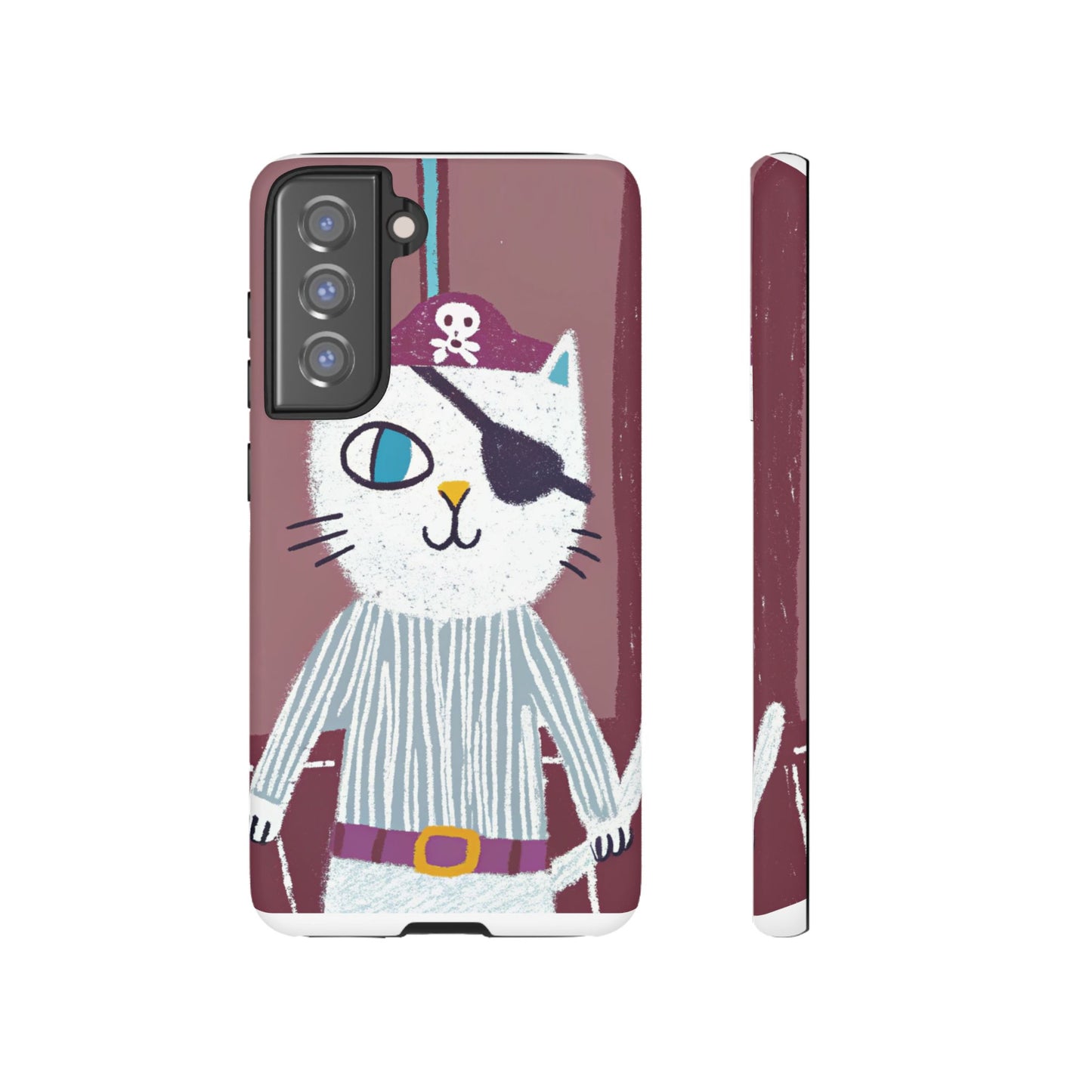 Phone Cases - Hand-Drawn Pirate Cat Design for Cat Lovers