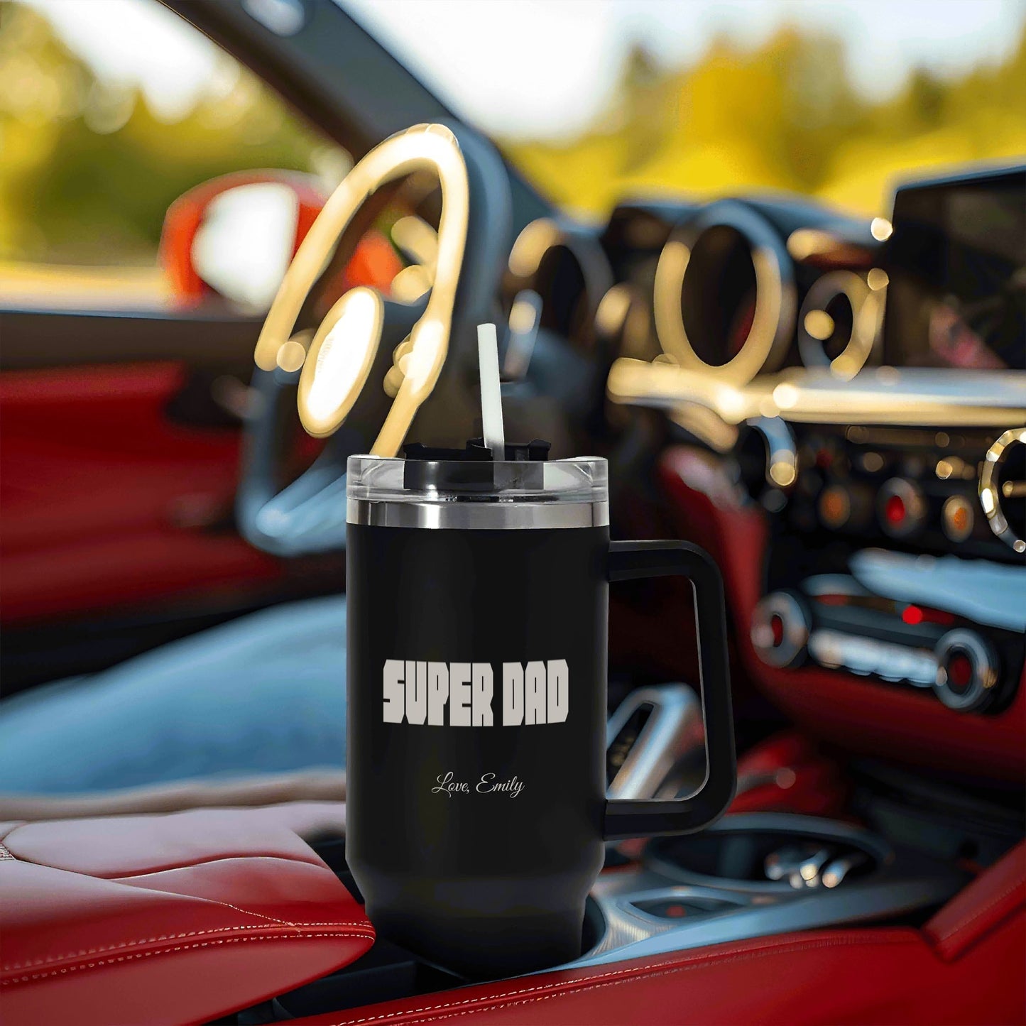 Super Dad Personalised Engraved 40oz Stainless Steel Tumbler Travel Mug - furevermama