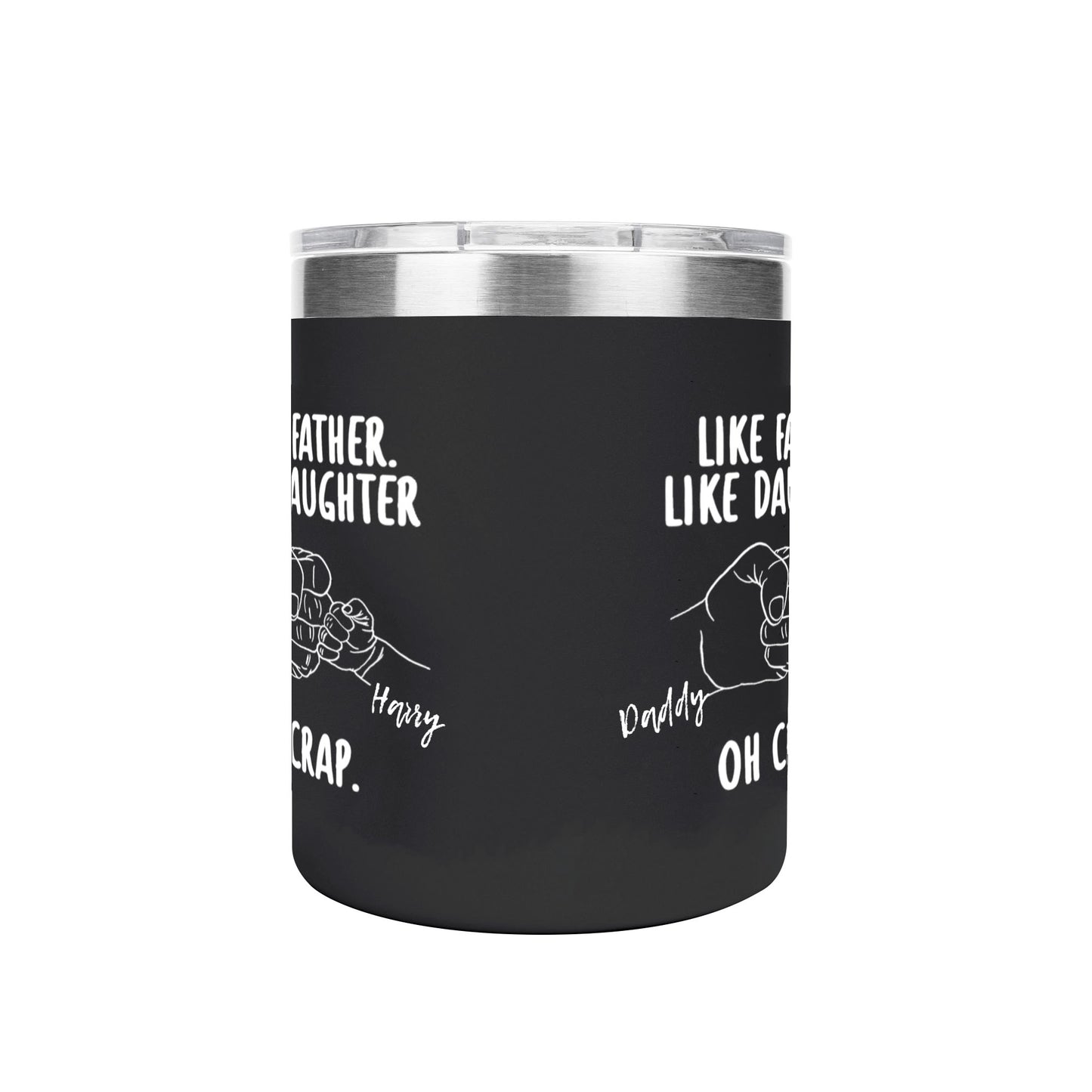 Like Father Like Daughter Custom 12oz Stainless Steel Coffee Mug Coffee Cup with Lid and Handle - Gift To Dad
