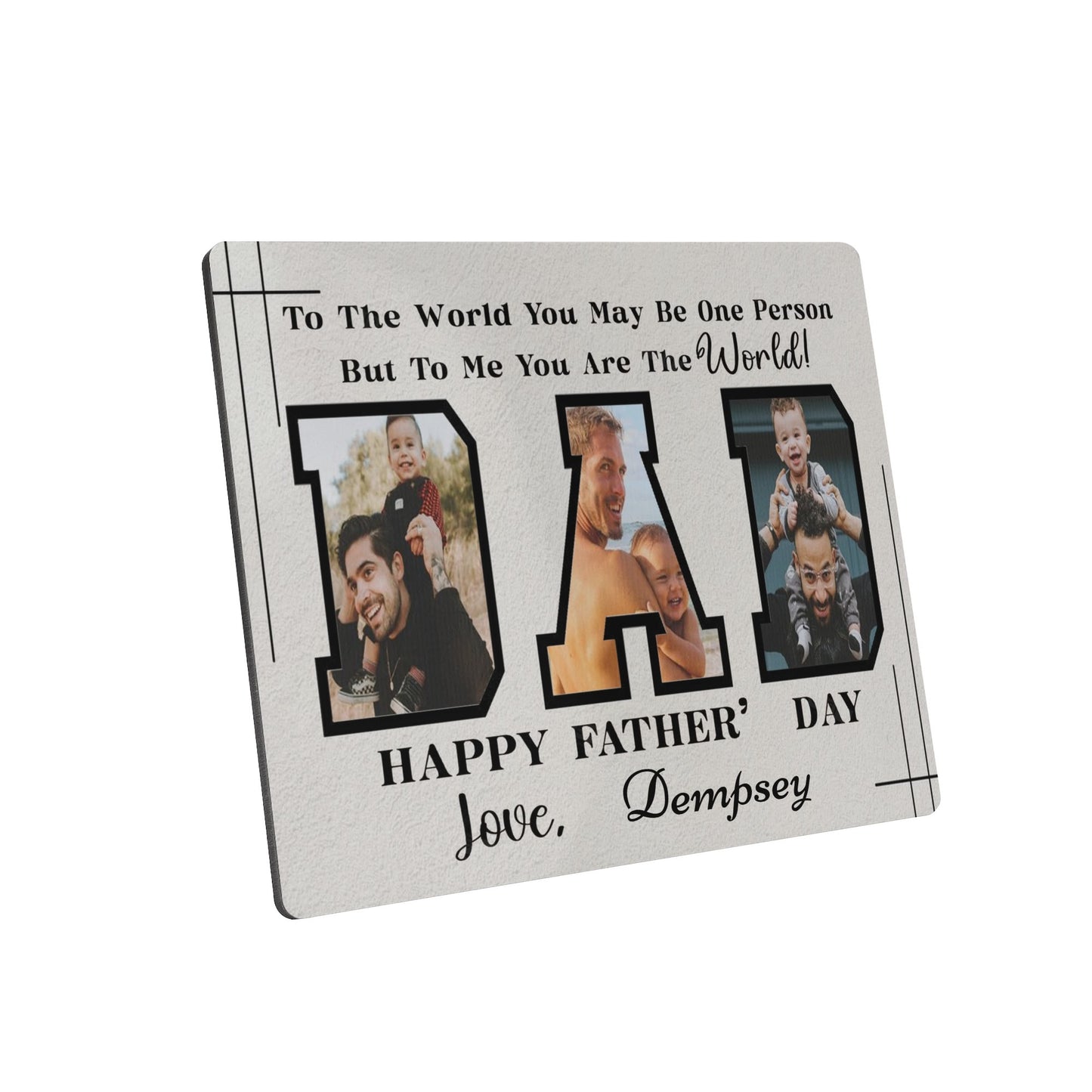 Dad You Are My World - Personalised Wooden Photo Frame